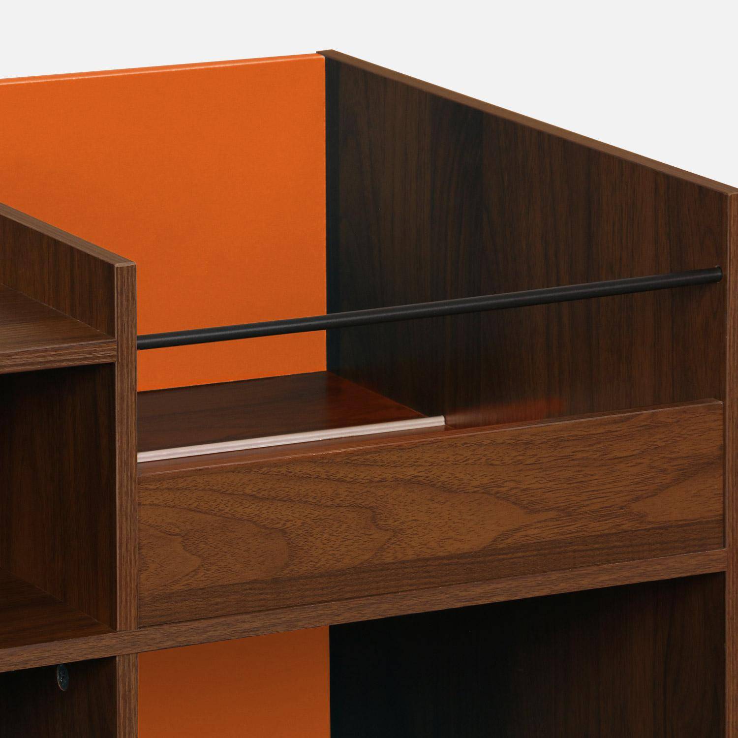 Vintage XL vinyl meubel met donkere houtlook en oranje achterwand 130cm - Nepal,sweeek,Photo5