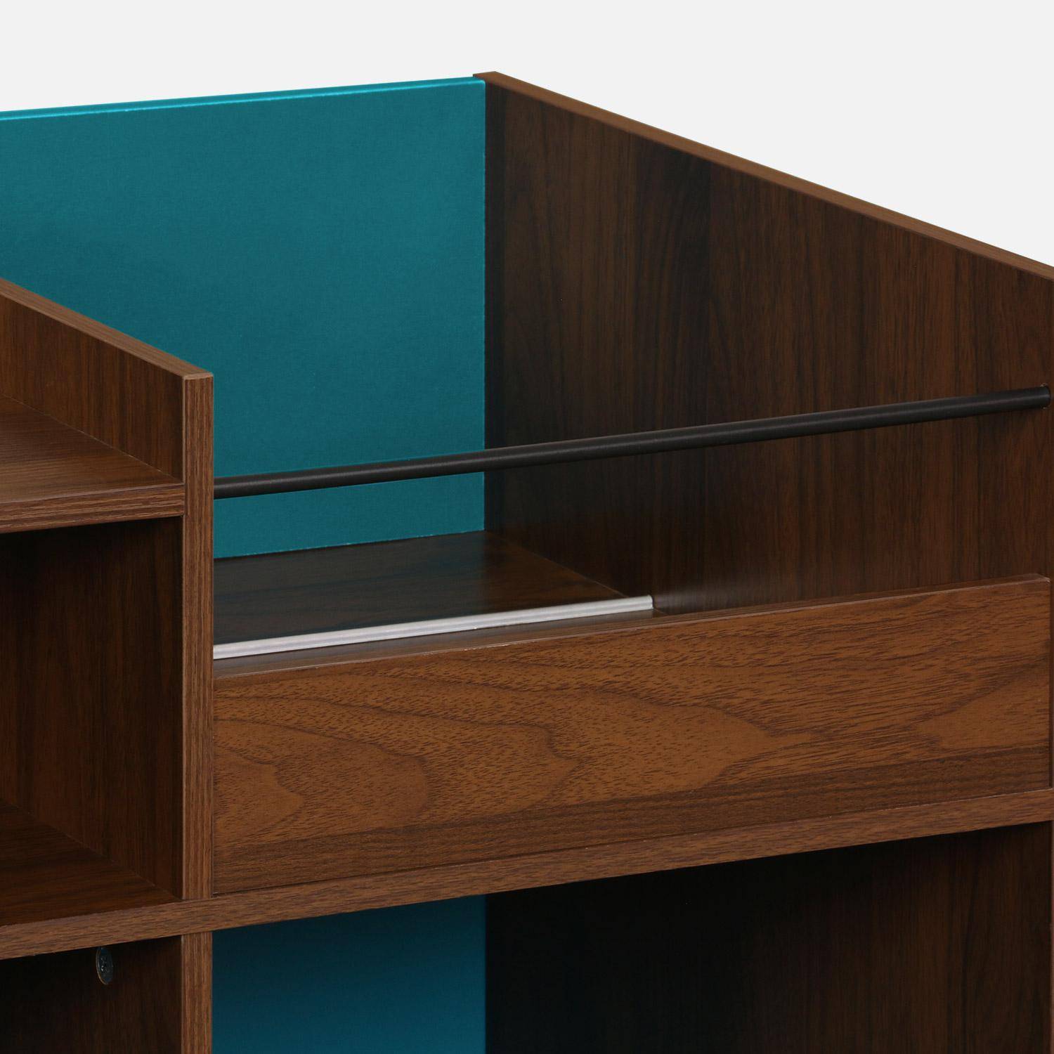 Vintage XL vinyl meubel met donkere houtlook en blauwe achterwand 130cm - Nepal,sweeek,Photo4