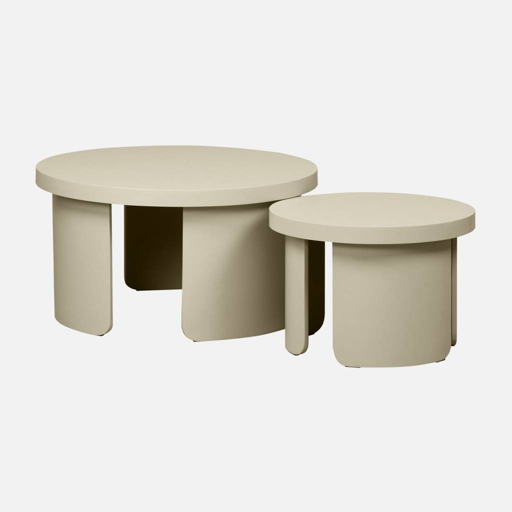 Set de 2 tables basses gigognes rondes beige