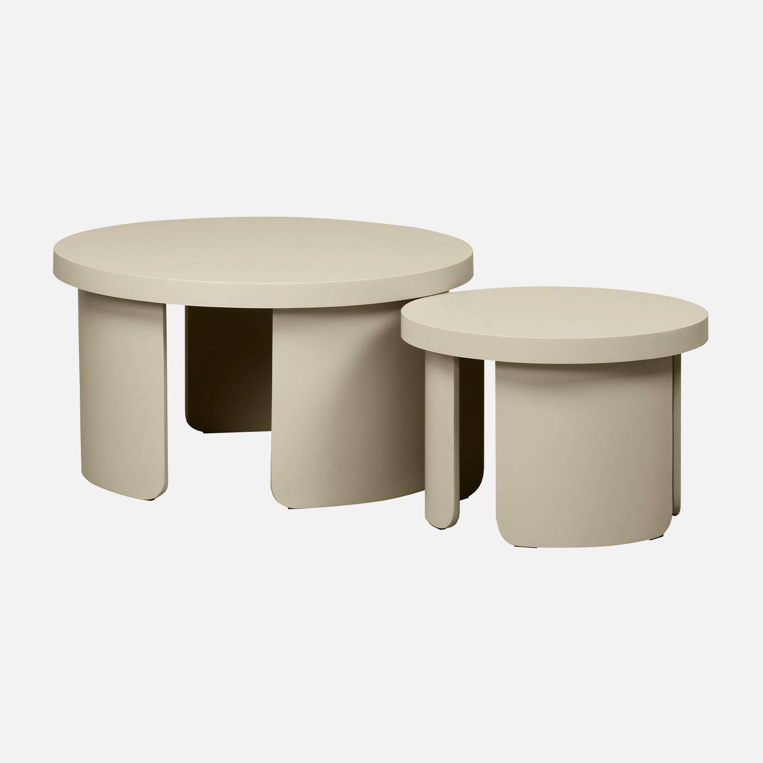Set van 2 salontafels, ronde nesttafels beige - Luma,sweeek,Photo5