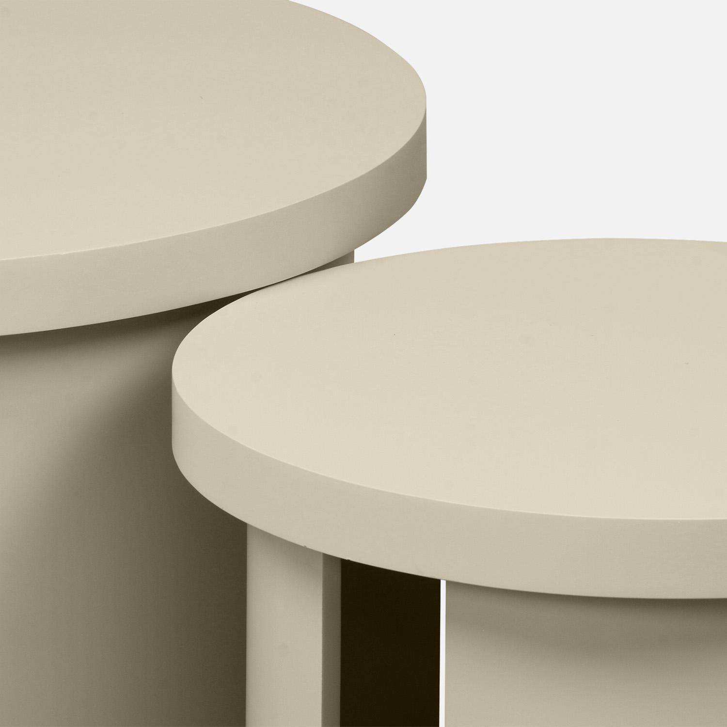Set de 2 tables basses gigognes rondes beige - Luma Photo5