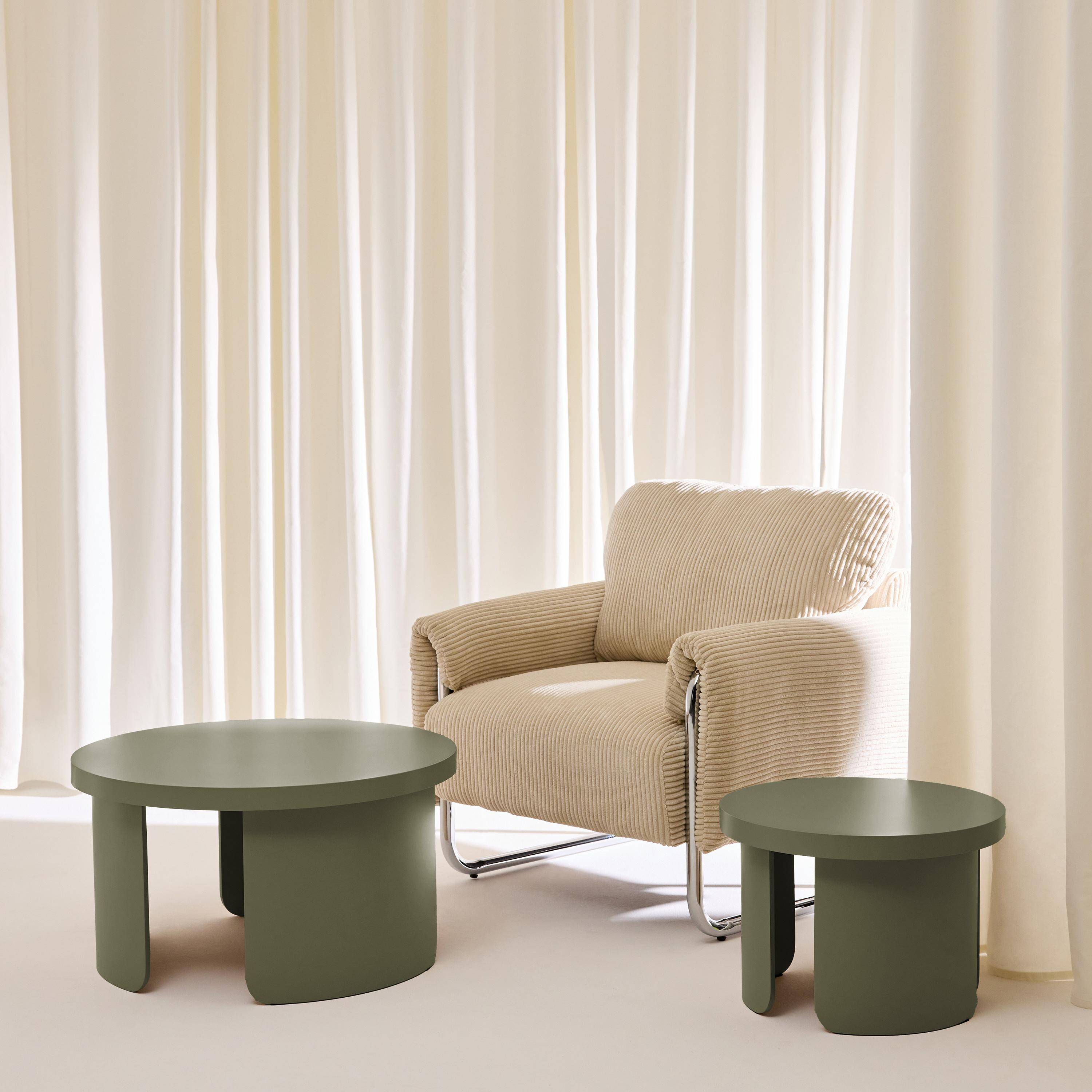 Mesas de centro nido redondas, set de 2 Verde kaki - 70x70x38 cm Photo3