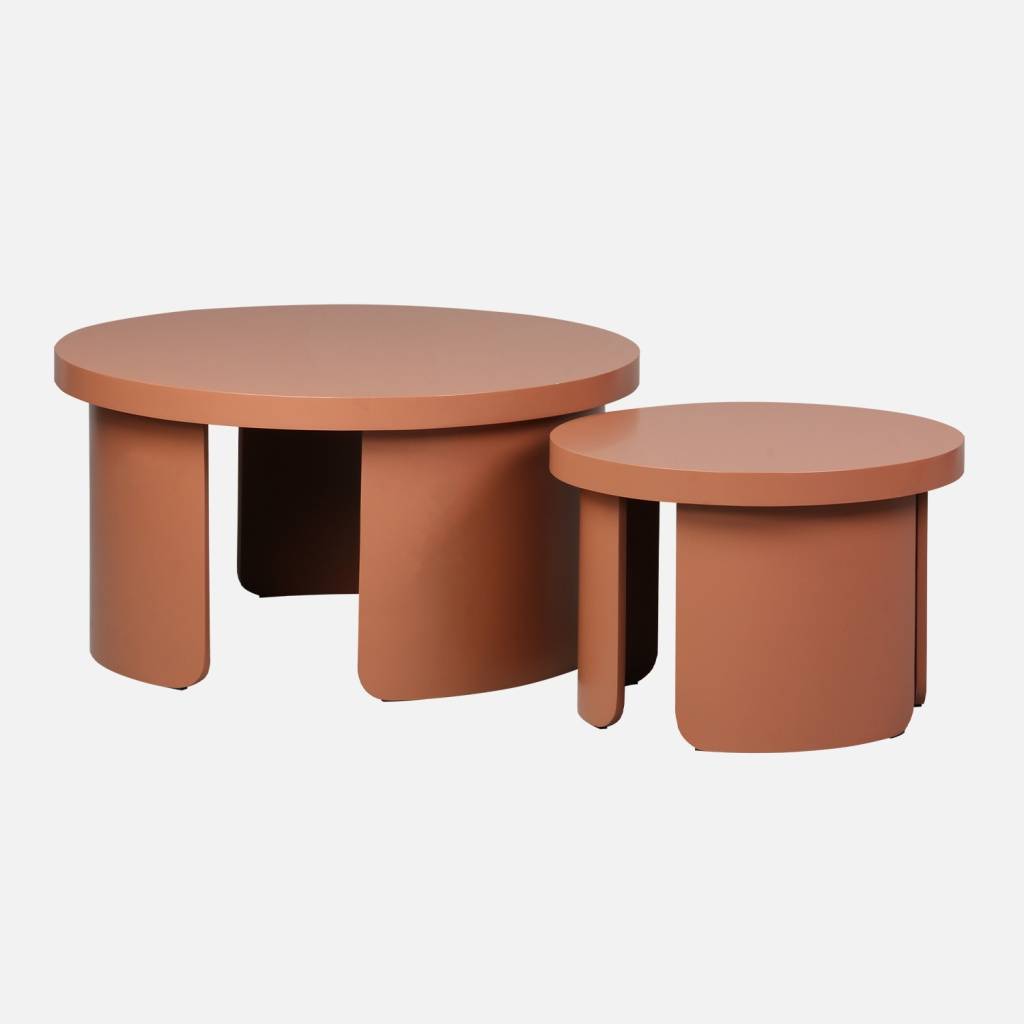 Set de 2 tables basses gigognes rondes terracotta