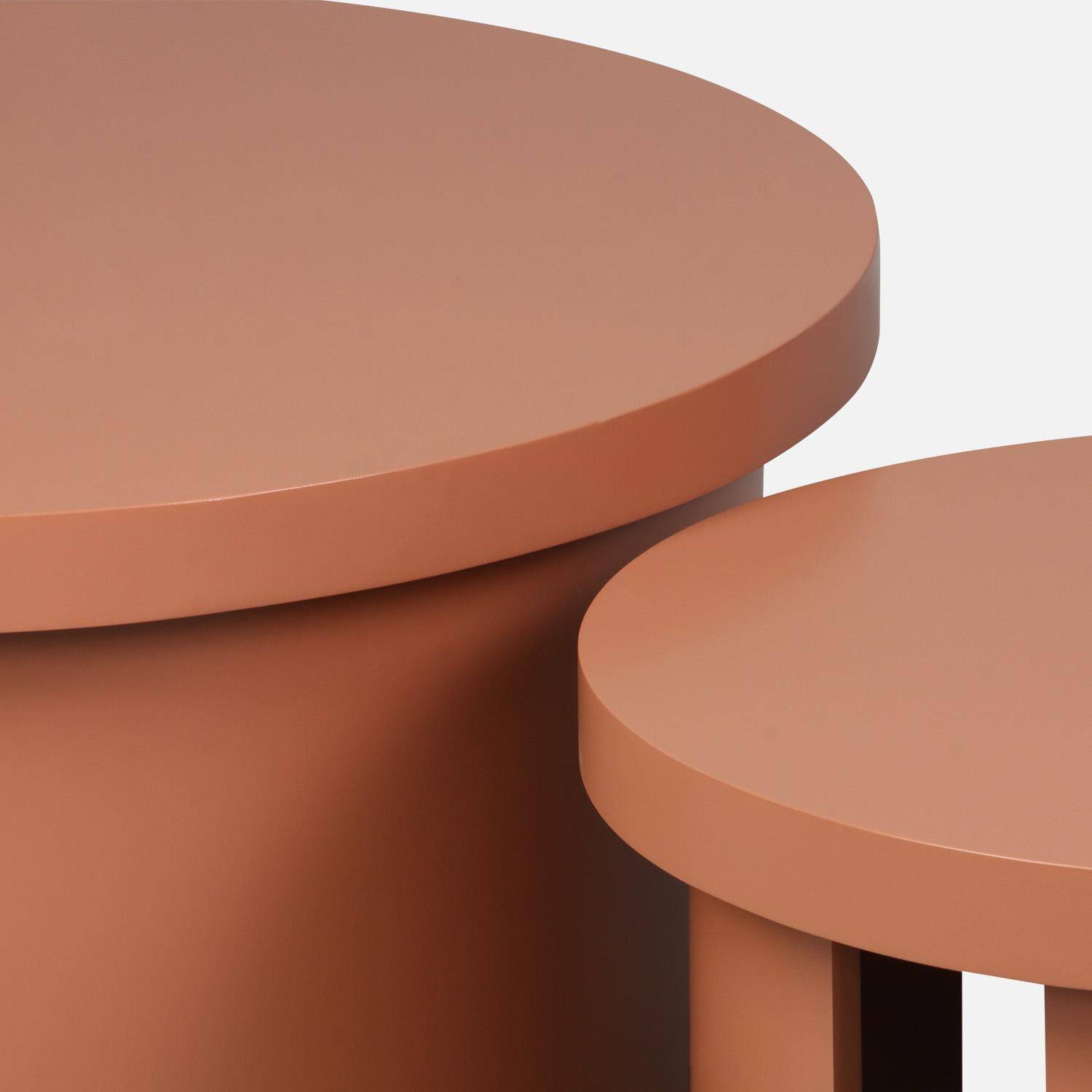 Set de 2 tables basses gigognes rondes terracotta - Luma,sweeek,Photo5