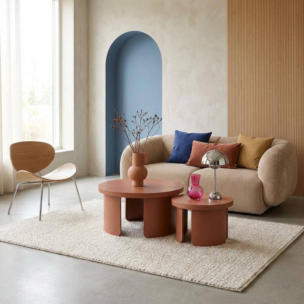 Set de 2 tables basses gigognes rondes terracotta - Luma,sweeek,Photo1