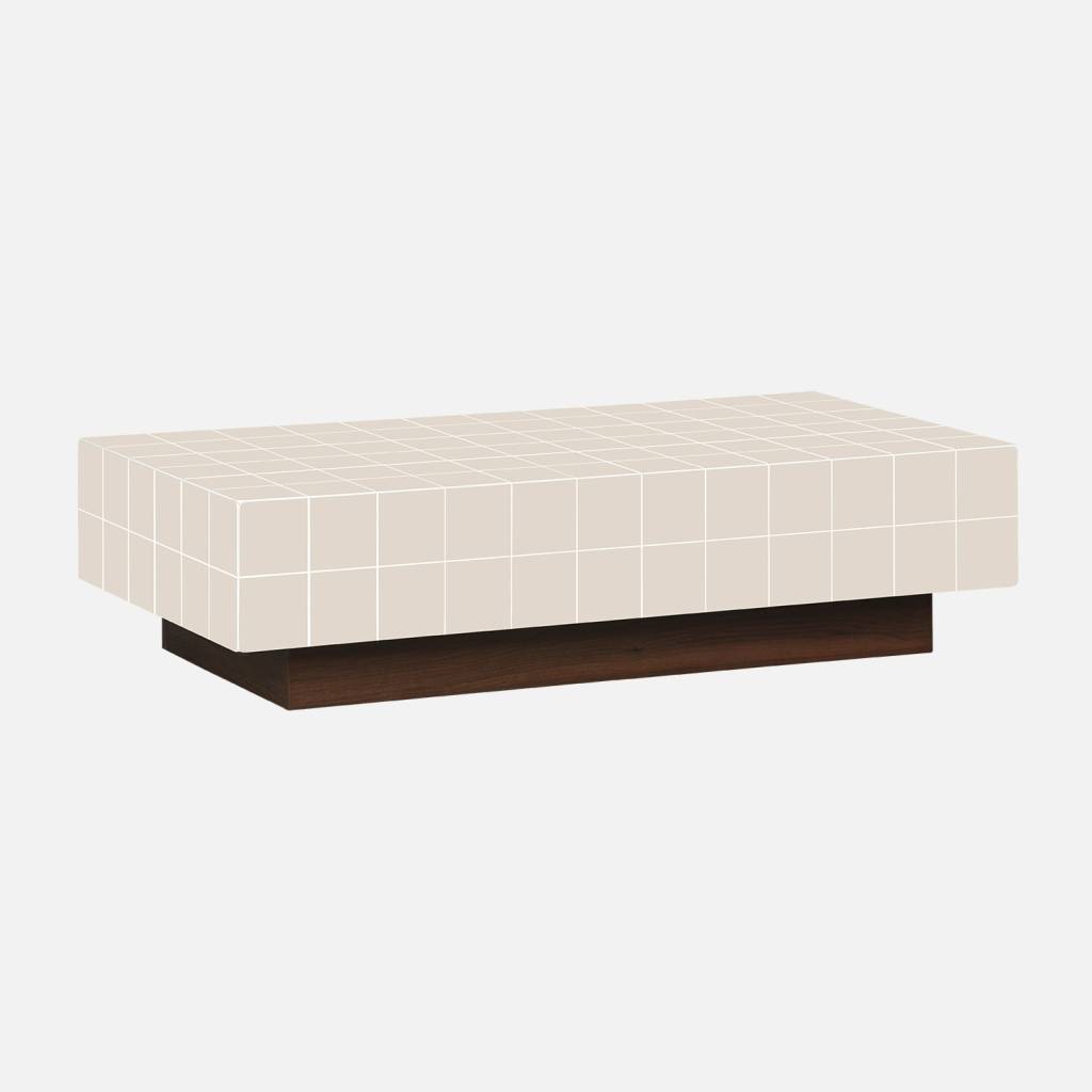 Table basse imitation carreaux de ciment 120cm beige