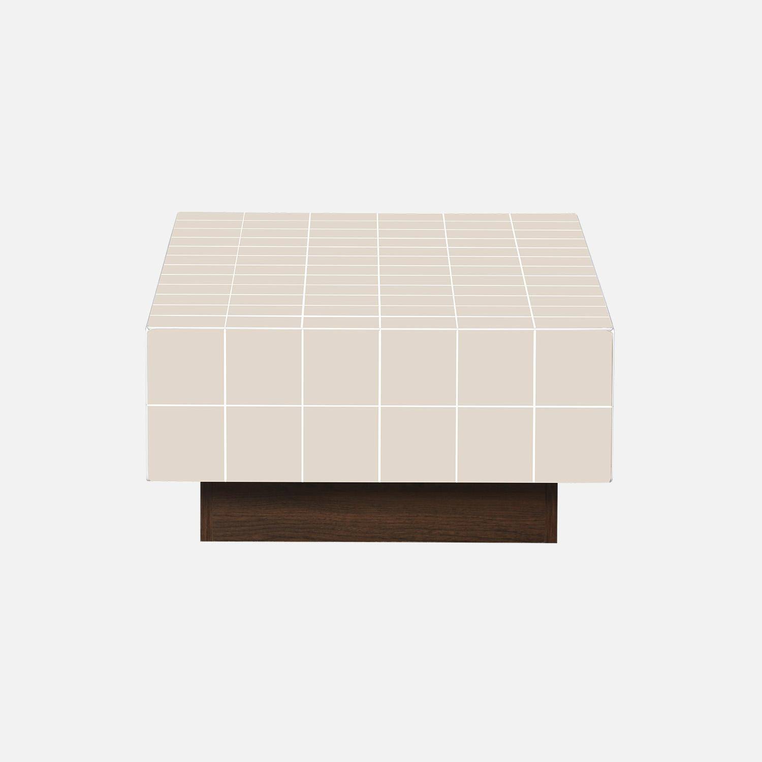 Coffee table with cement tile effect beige 120x60x30 cm - Grid,sweeek,Photo4