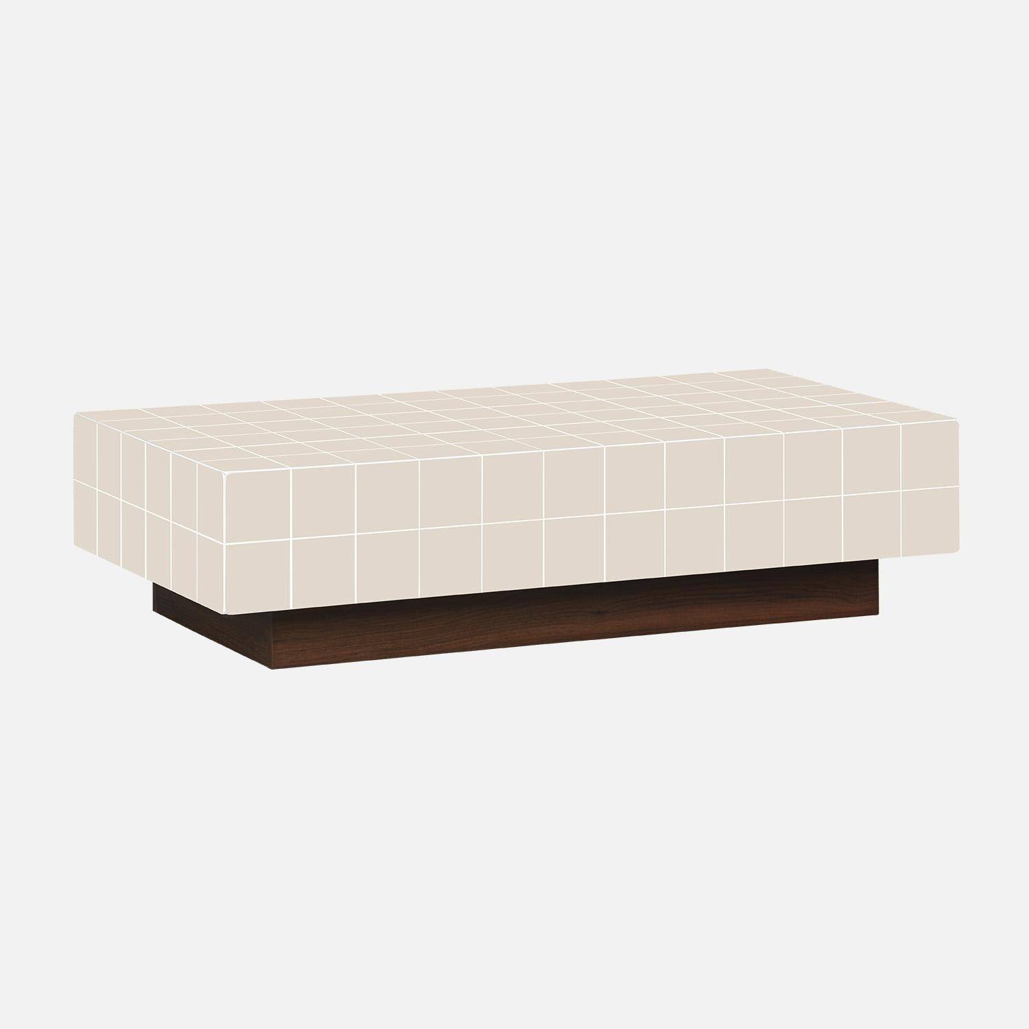 Coffee table with cement tile effect beige 120x60x30 cm - Grid,sweeek,Photo2