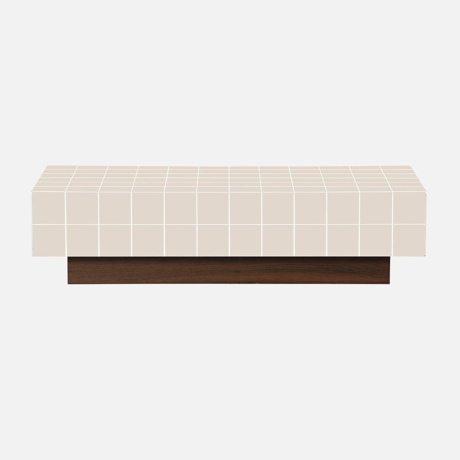 Table basse imitation carreaux de ciment 120cm beige - Grid,sweeek,Photo4