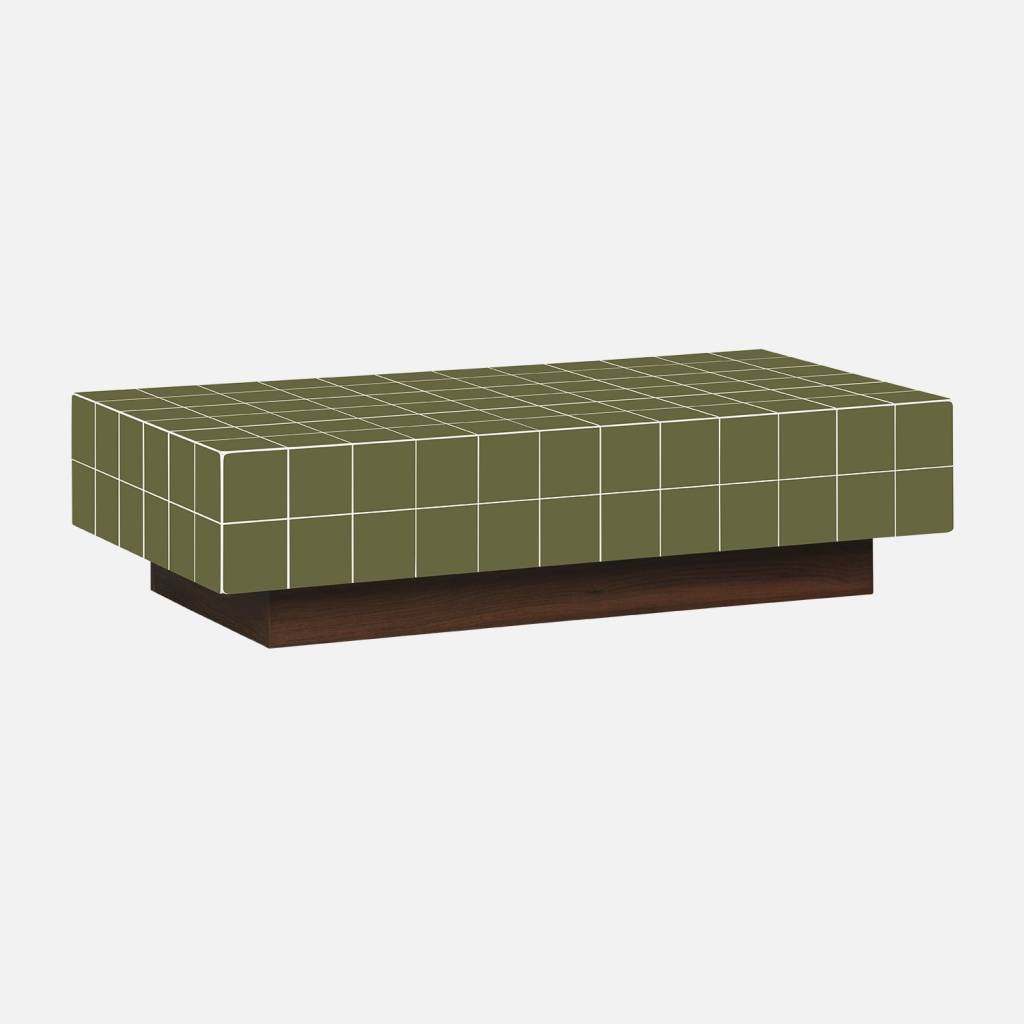 Table basse imitation carreaux de ciment 120cm kaki