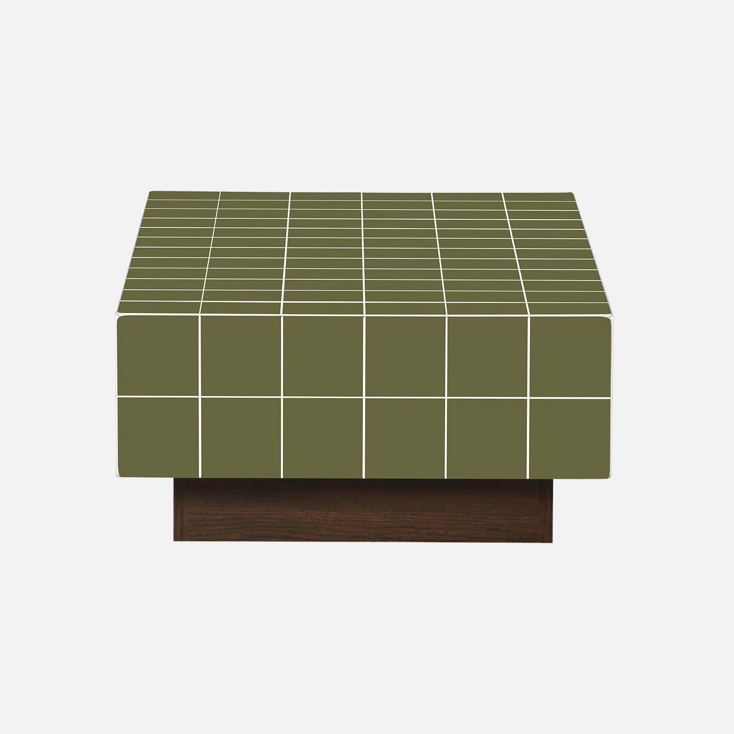 Table basse imitation carreaux de ciment 120cm kaki - Grid Photo4
