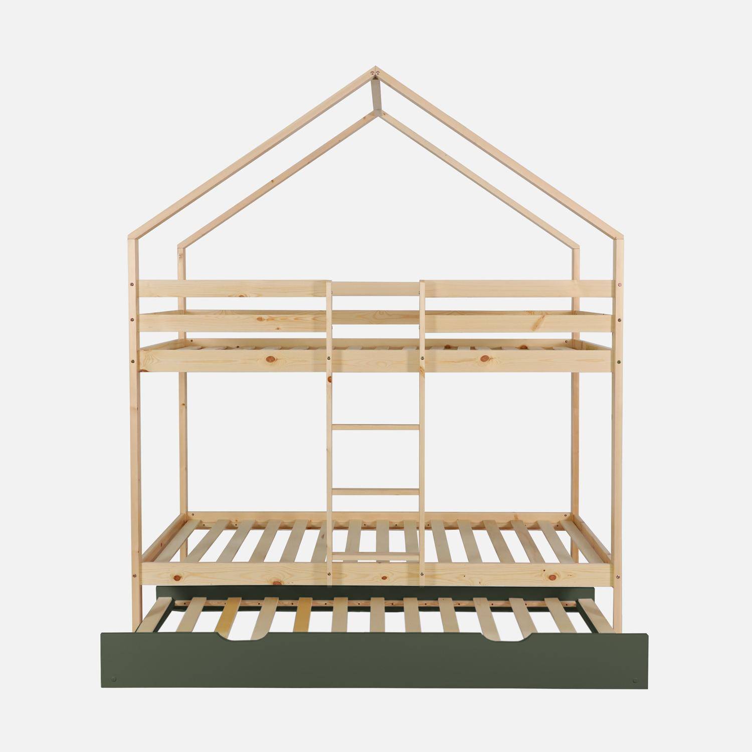 Letto a castello per bambini cabina 190 cm pino naturale con cassetto, Roya, Verde, 212x102x188.5 cm,sweeek,Photo4