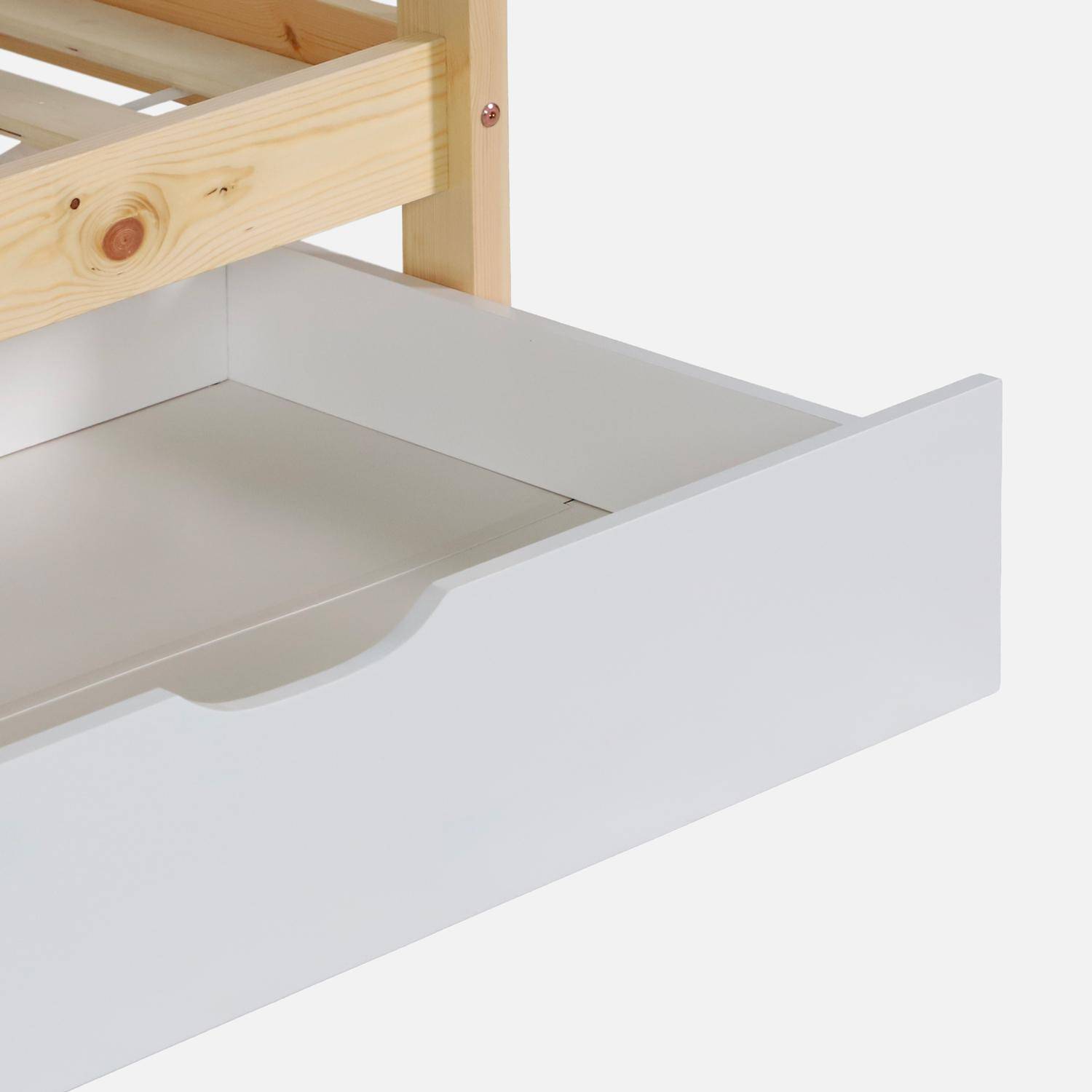 Letto a castello per bambini cabina 190 cm pino naturale con cassetti, Roya, Bianco, 223x199x96 cm,sweeek,Photo5