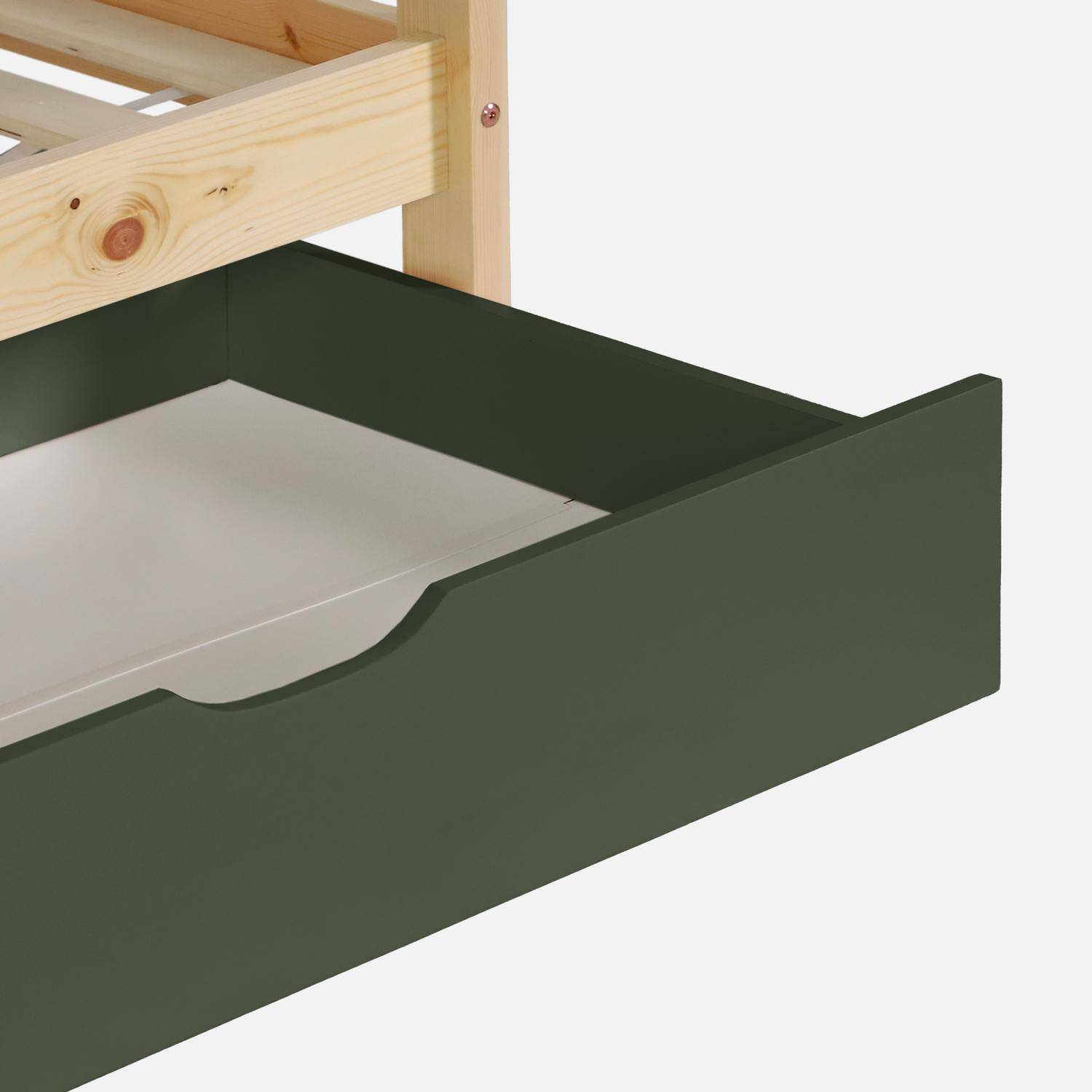 Letto a castello per bambini cabina 190 cm pino naturale con cassetti, Roya, Verde, 223x199x96 cm Photo5