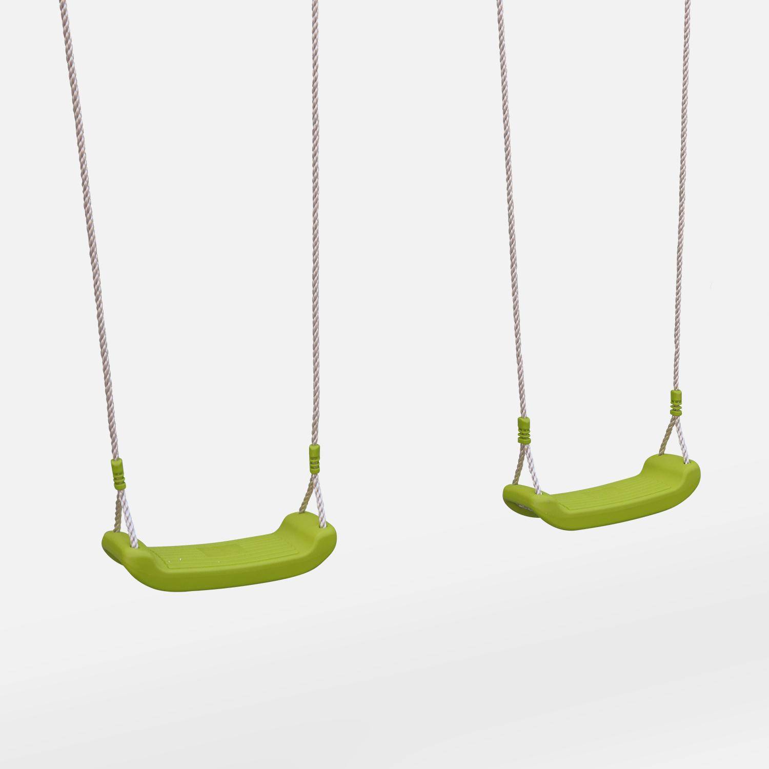 Aire de jeux Mistral en bois avec 2 balançoires et échelle en corde bois de pin Photo2