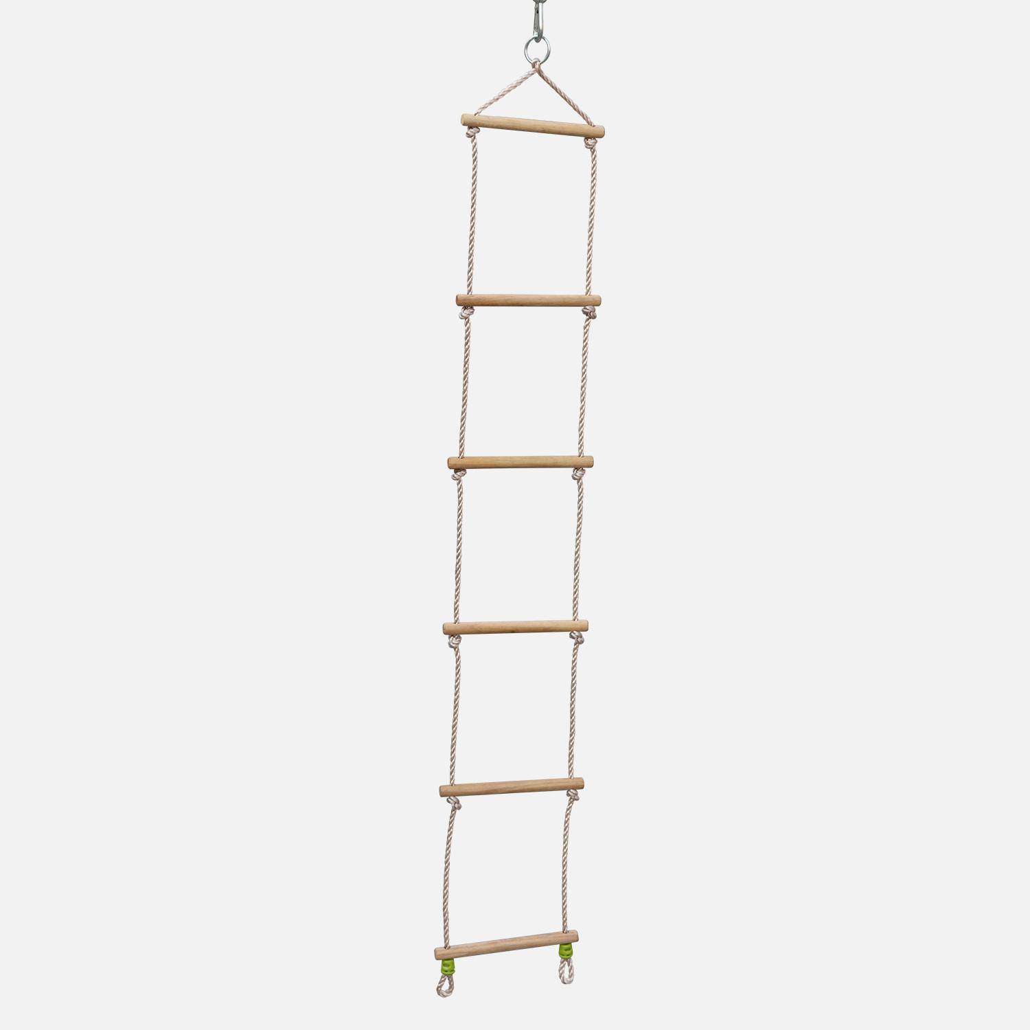 Aire de jeux Mistral en bois avec 2 balançoires et échelle en corde bois de pin Photo3