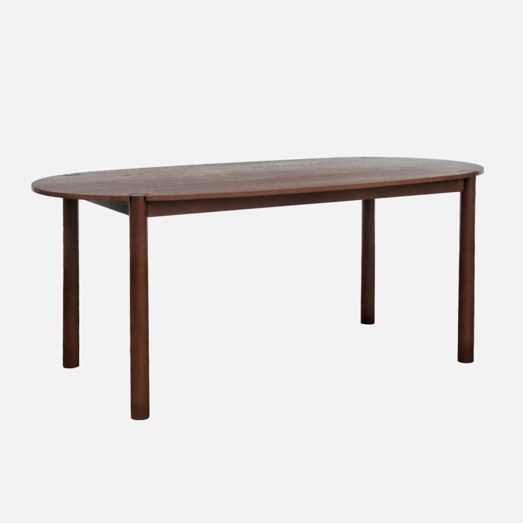 Table à manger ovale bois d'hévéa 6 places noyer