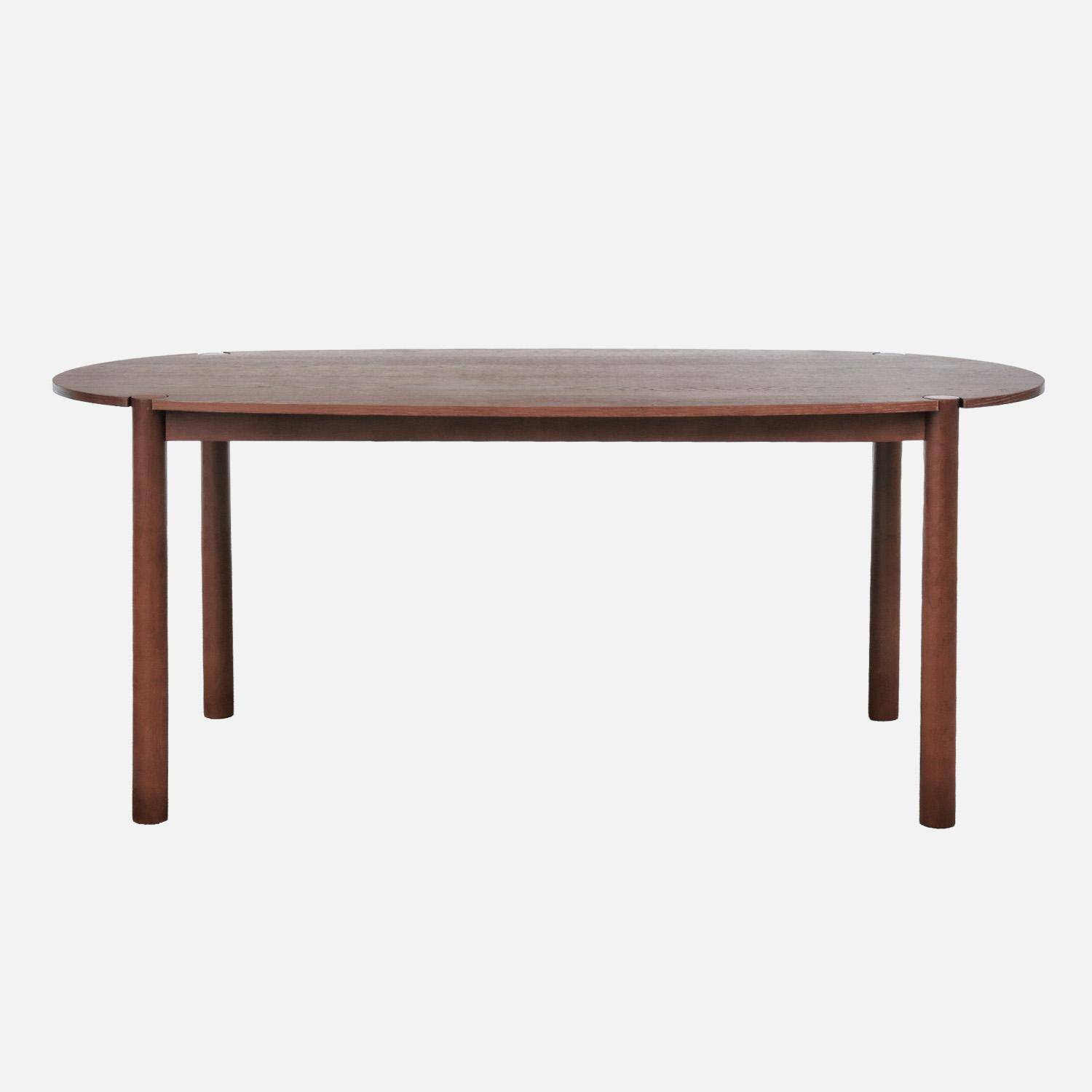 Table à manger ovale bois d'hévéa 6 places noyer  - Constance Photo2