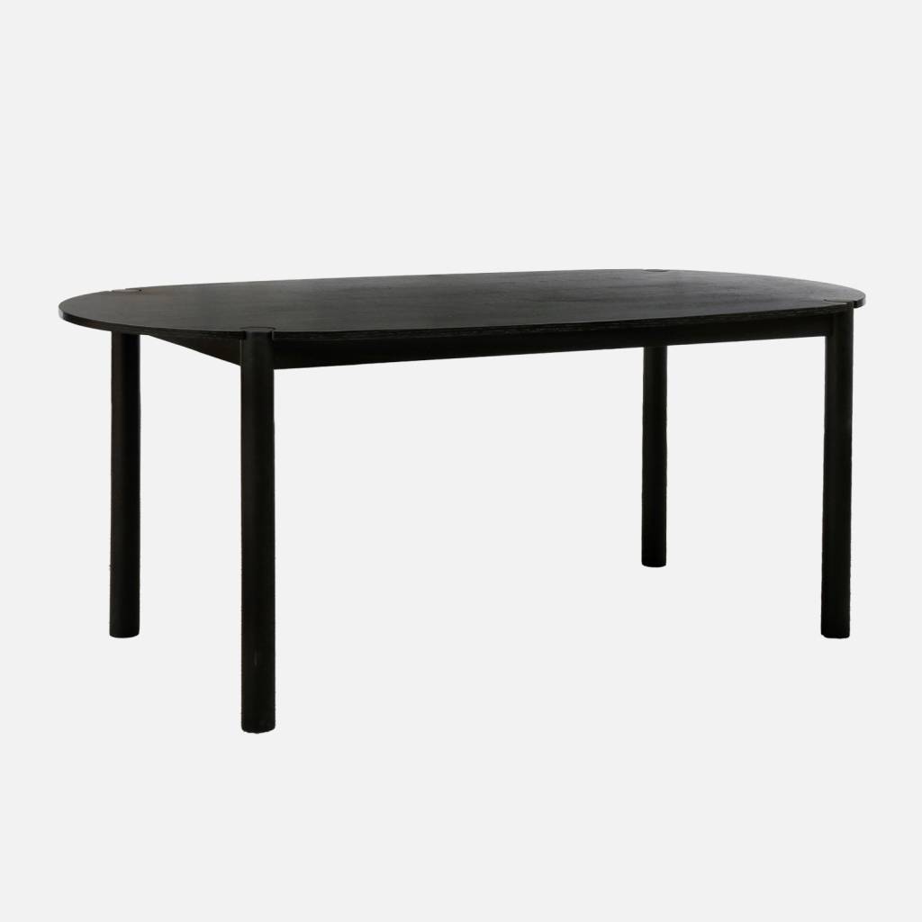 Table à manger ovale bois d'hévéa 6 places noir