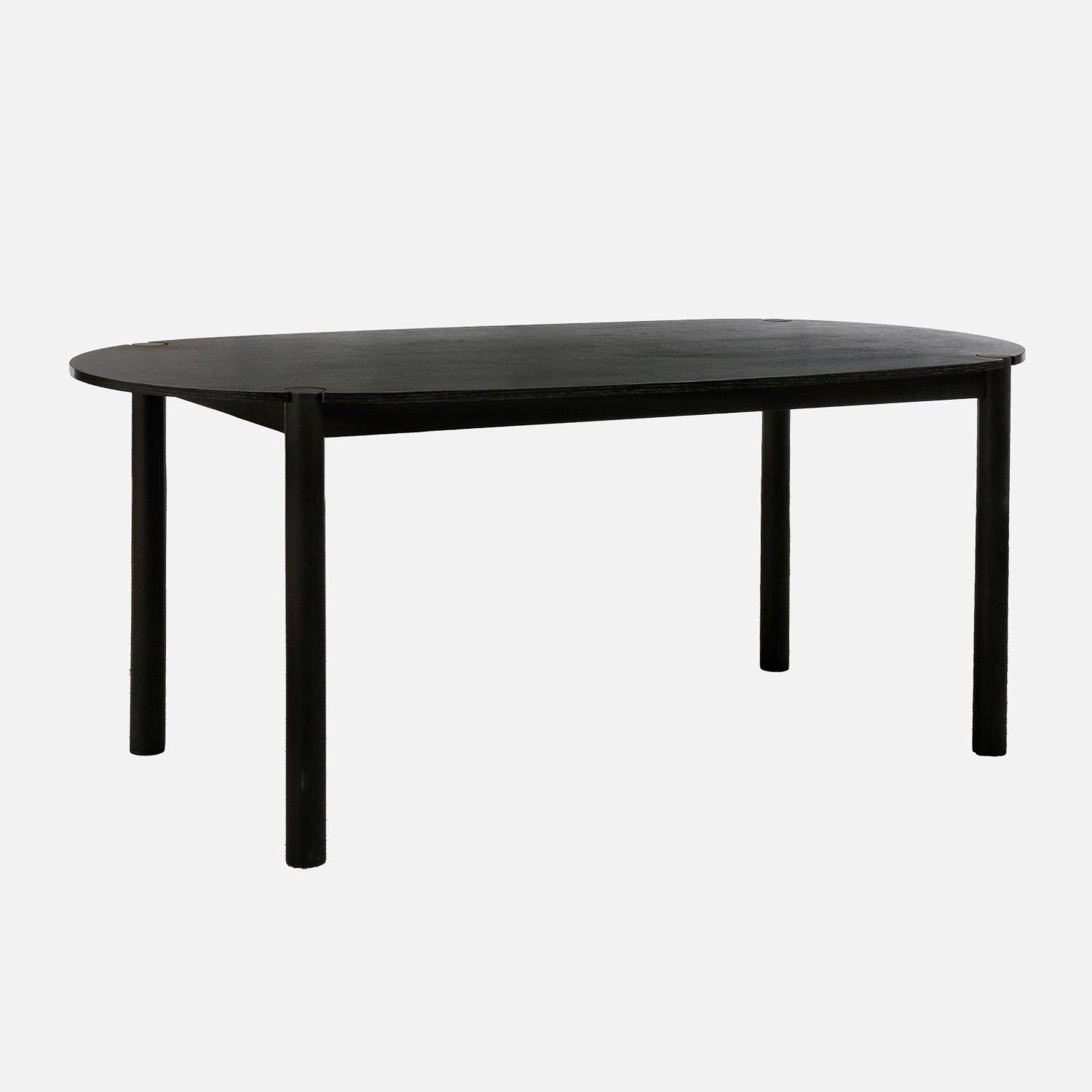 Table à manger ovale bois d'hévéa 6 places noir - Constance,sweeek,Photo1
