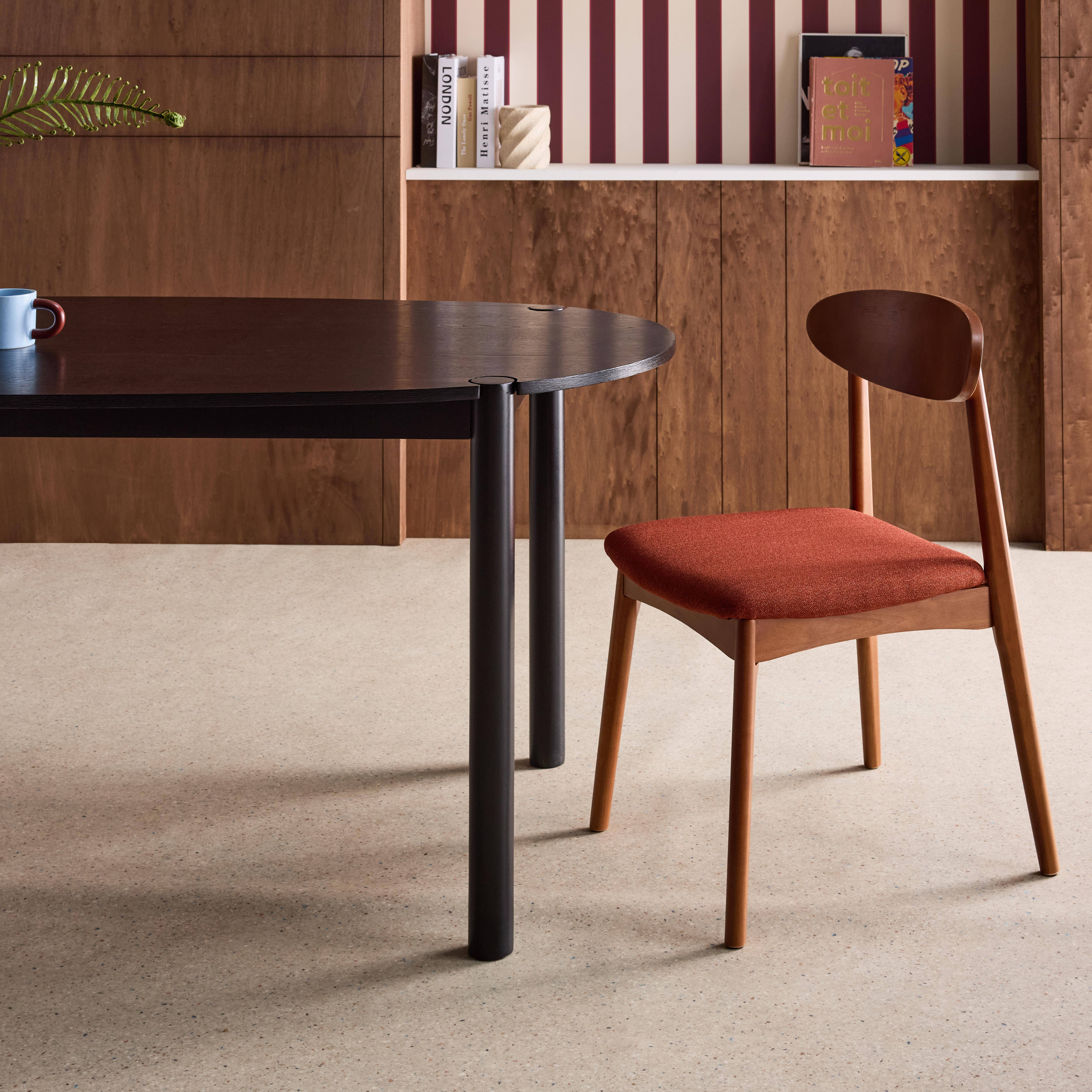 Mesa de jantar oval de madeira de seringueira, 6 lugares Preto - 180x90x75 cm,sweeek,Photo5
