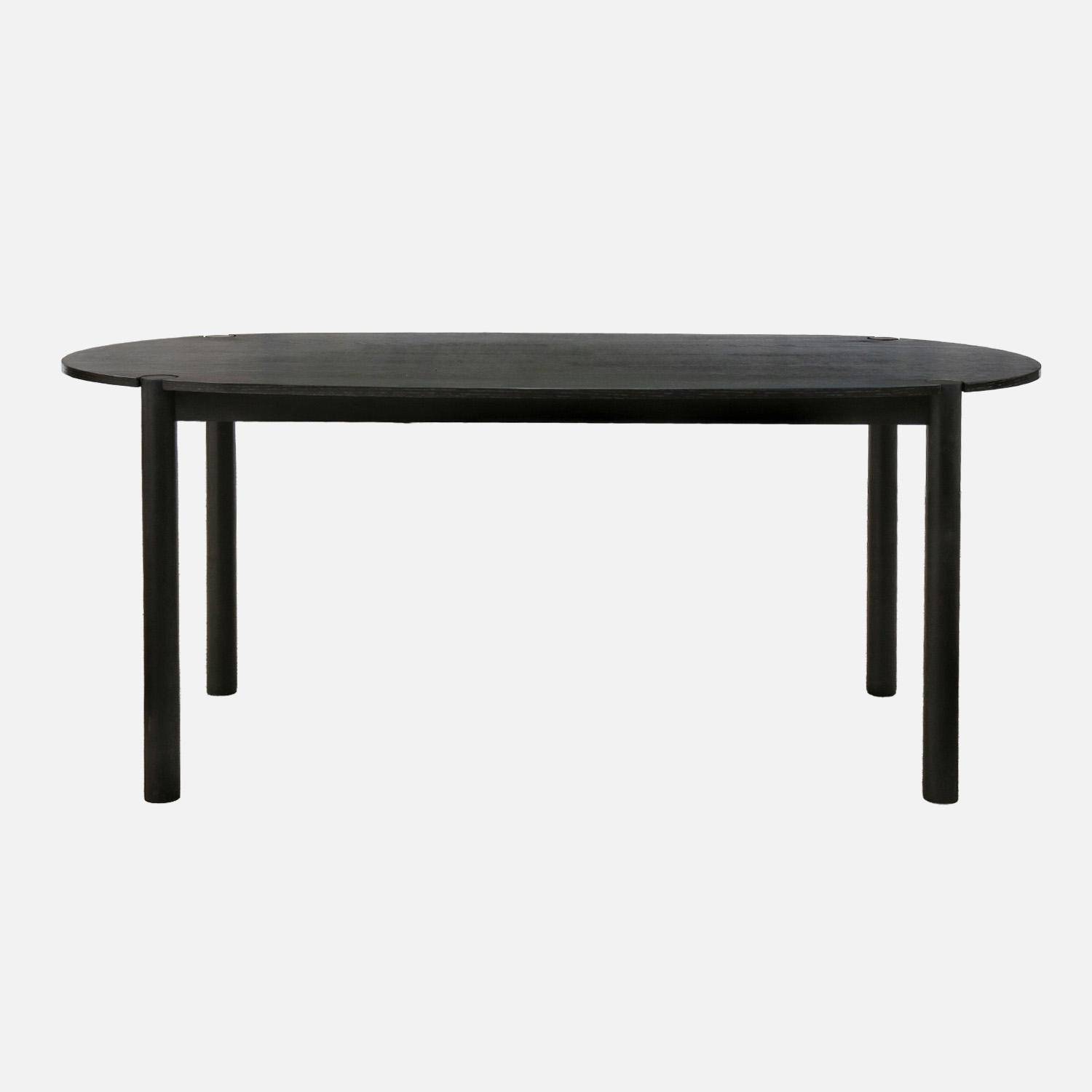 Table à manger ovale bois d'hévéa 6 places noir - Constance Photo2