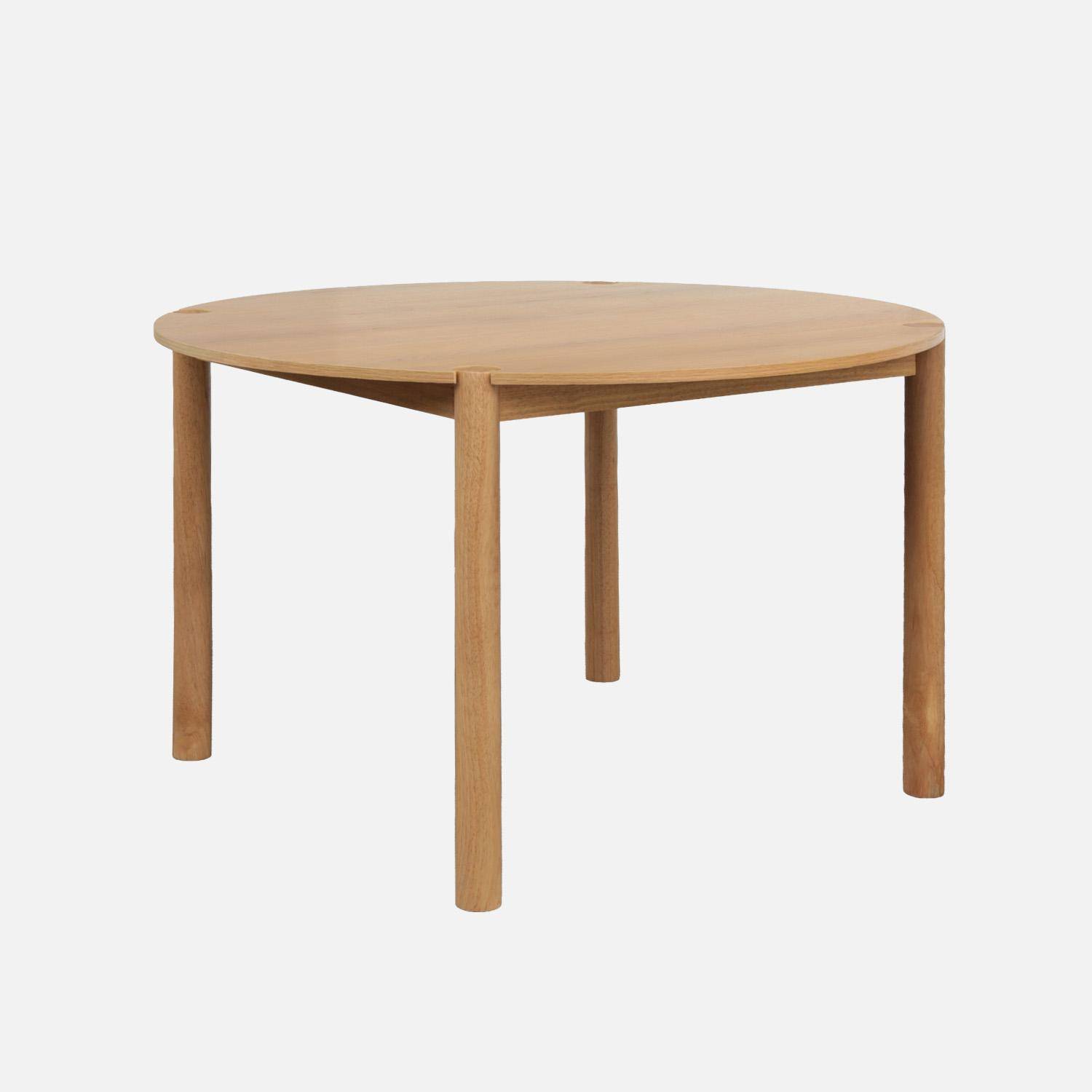 Ronde eettafel van rubberhout voor 4 personen naturel - Clémence,sweeek,Photo2