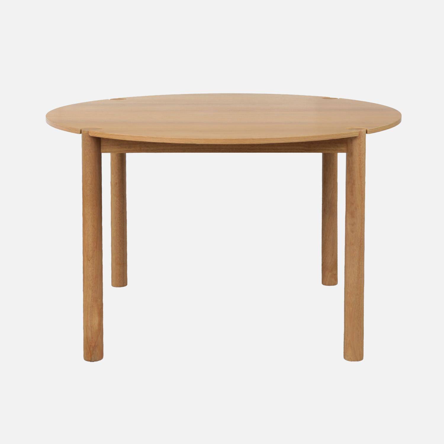 Table à manger ronde bois d'hévéa 4 places naturel - Clémence Photo2