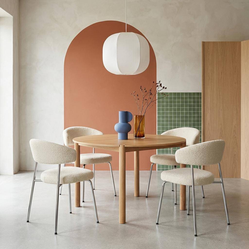 Ronde eettafel van rubberhout voor 4 personen naturel - Clémence Photo1