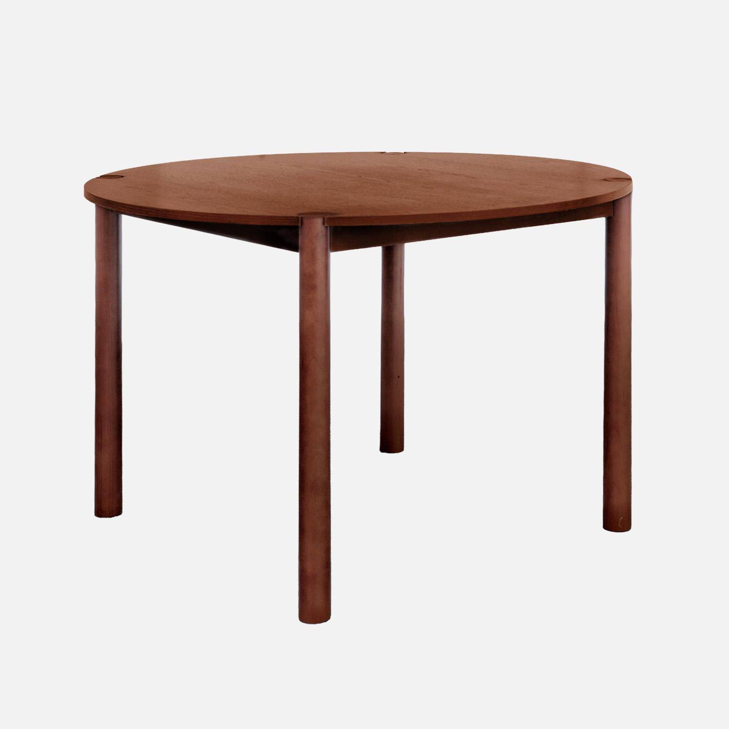 Table à manger ronde bois d'hévéa 4 places noyer - Clémence,sweeek,Photo1