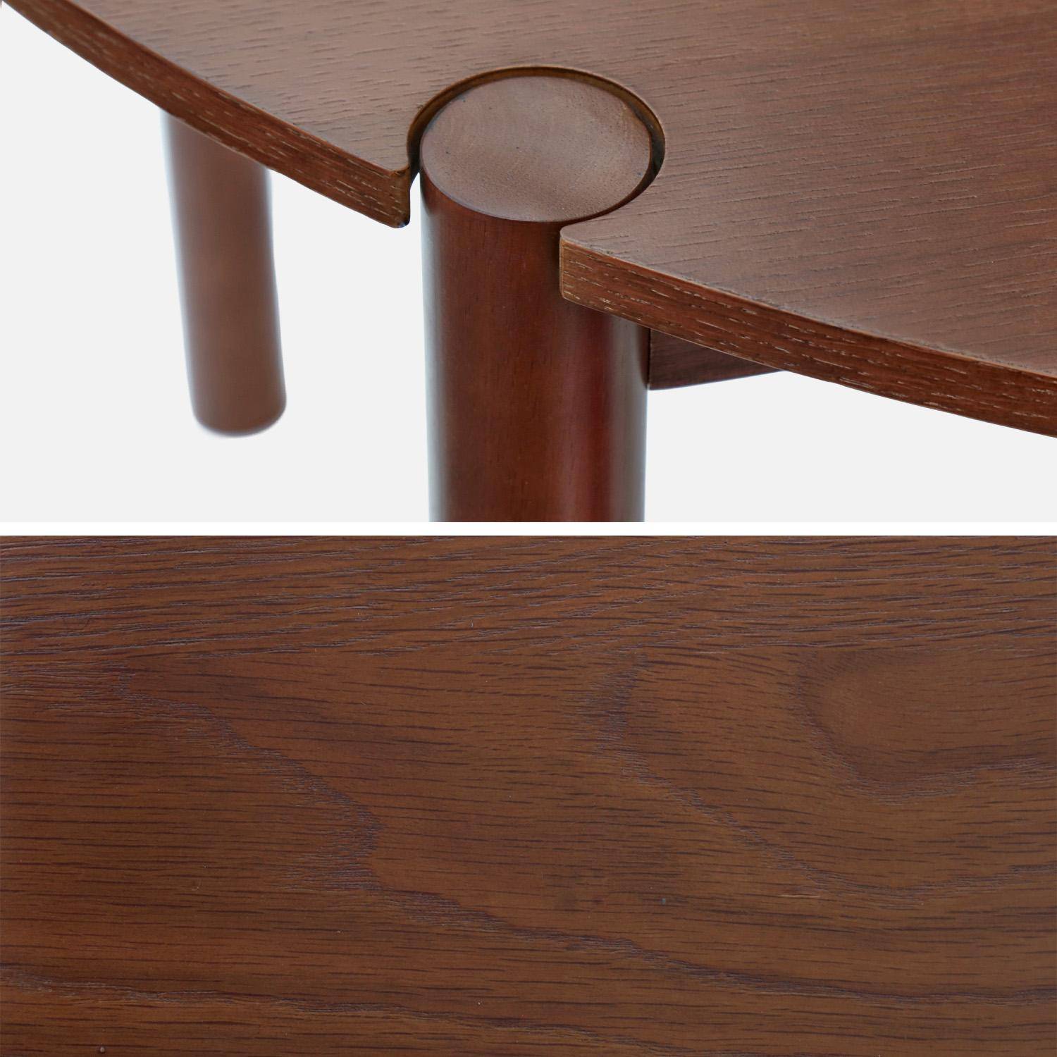 Table à manger ronde bois d'hévéa 4 places noyer - Clémence,sweeek,Photo3