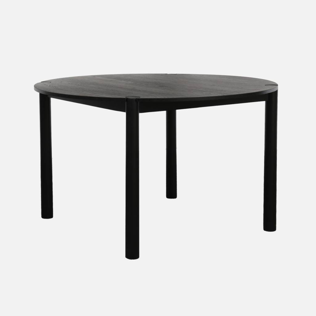 Table à manger ronde bois d'hévéa 4 places noir
