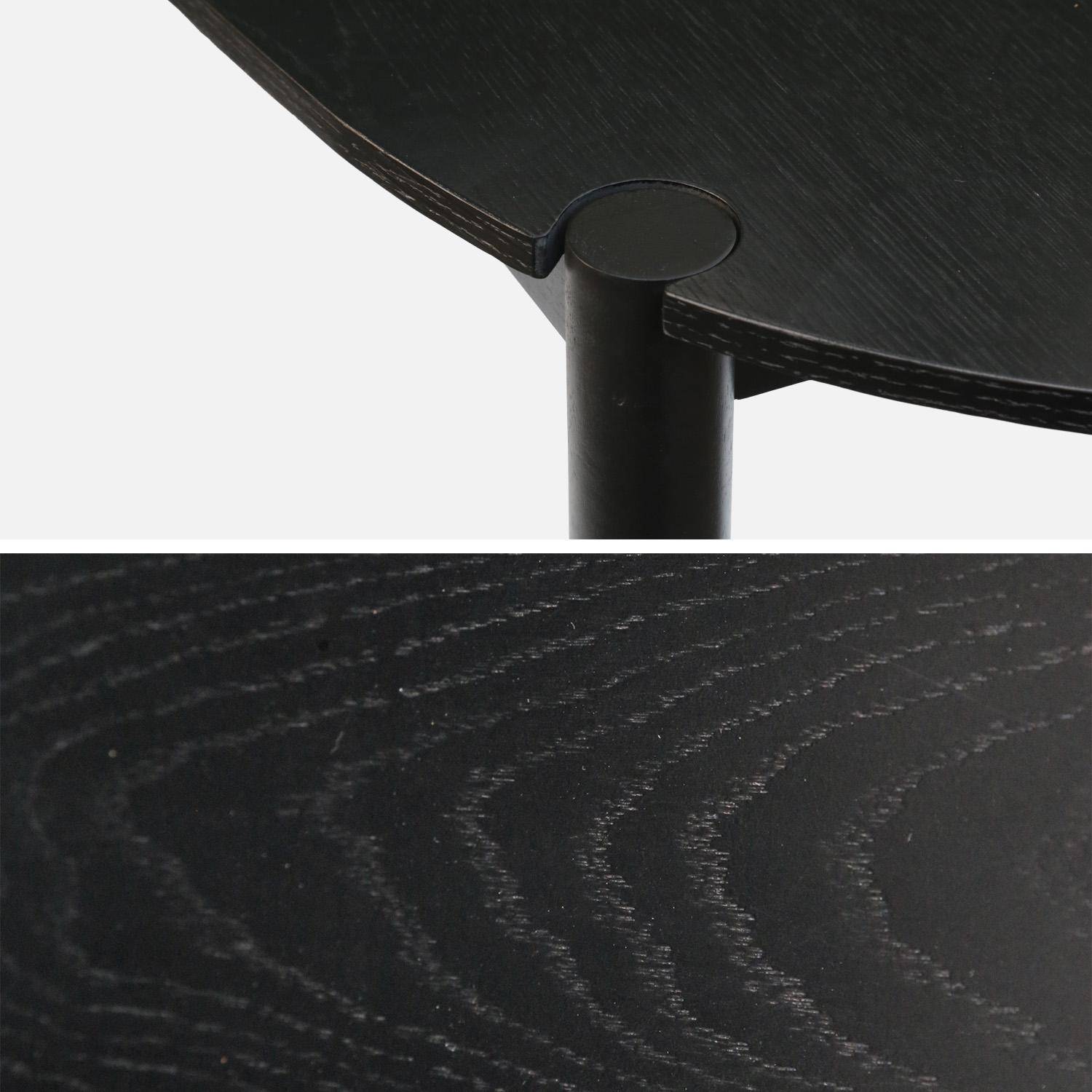 Table à manger ronde bois d'hévéa 4 places noir - Clémence,sweeek,Photo3