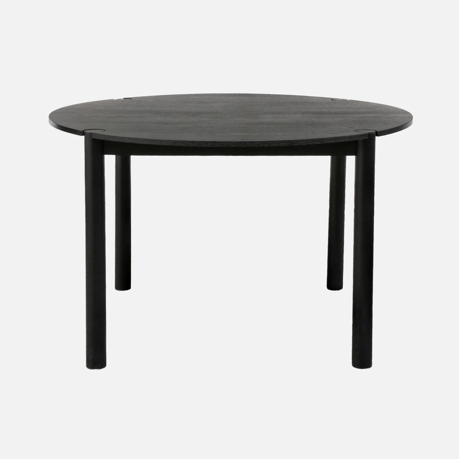 Table à manger ronde bois d'hévéa 4 places noir - Clémence Photo2