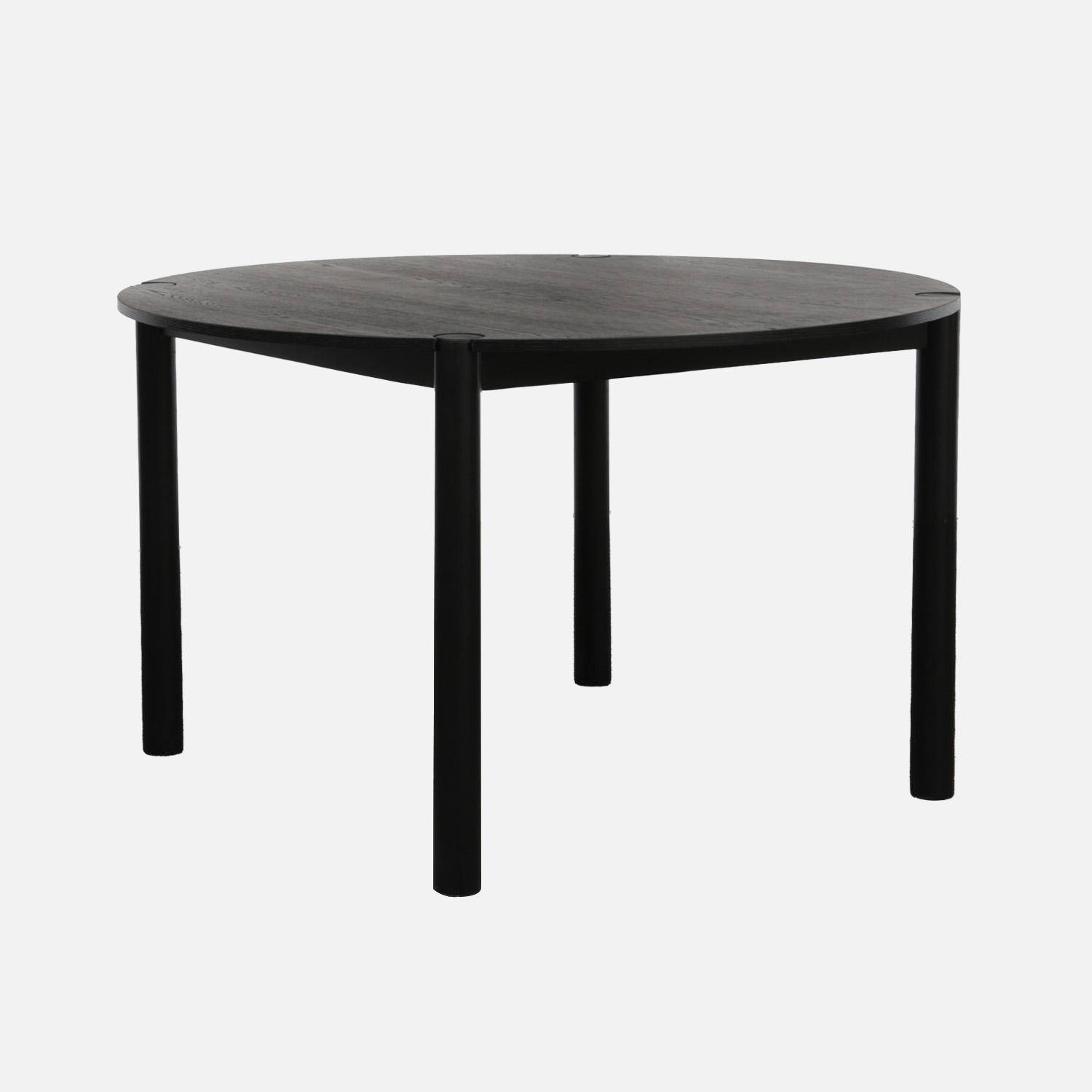 Table à manger ronde bois d'hévéa 4 places noir - Clémence Photo1