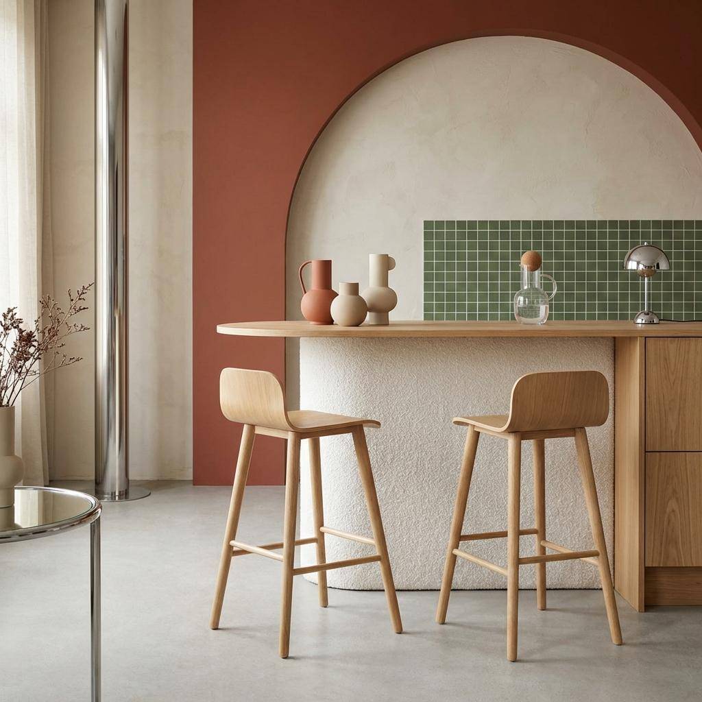 2er-Set skandinavische Barhocker aus Heveaholz naturfarben - Cassia,sweeek,Photo1