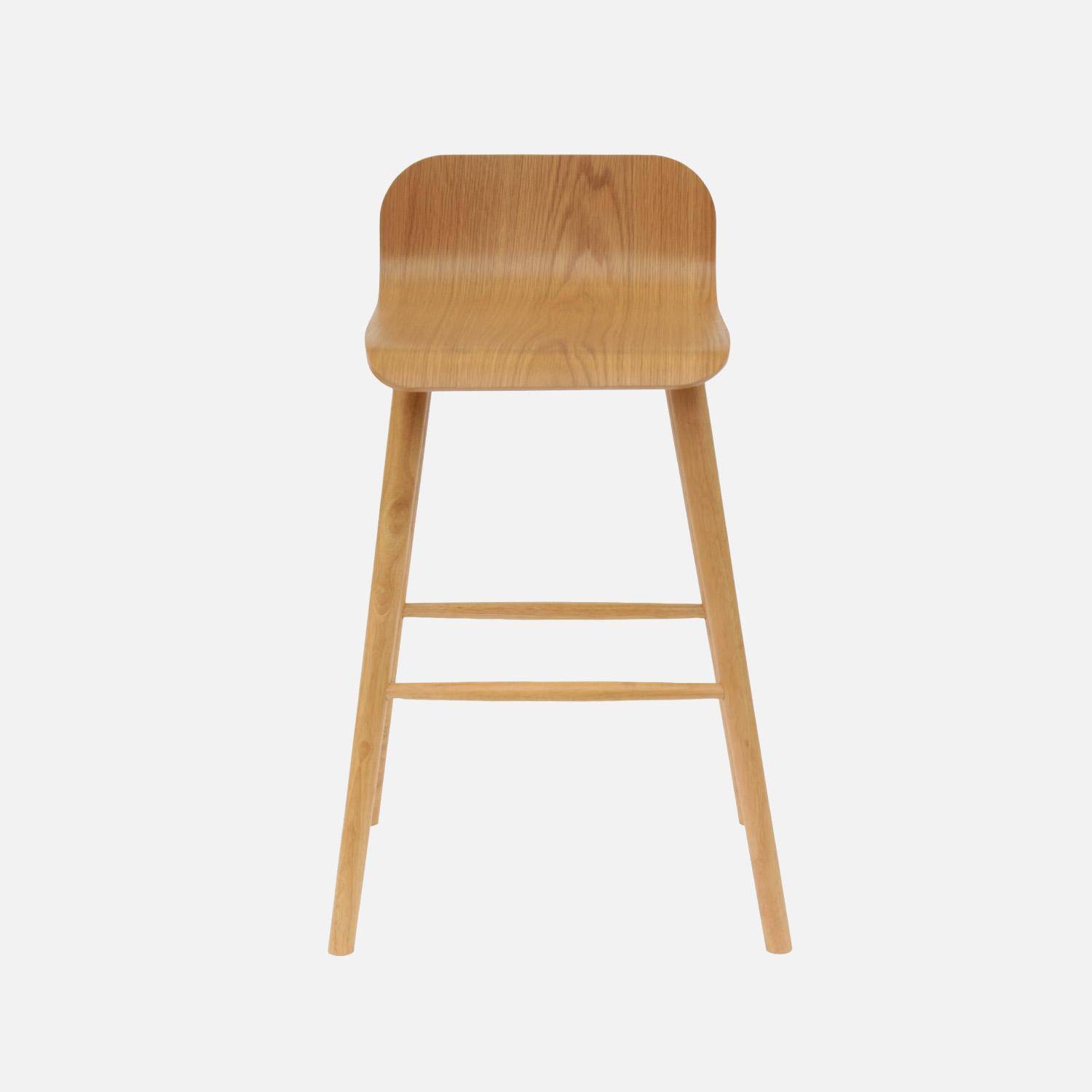 Banco alto de bar escandinava madeira de seringueira 67,5cm, set de 2 Natural - 50x48x84 cm,sweeek,Photo3