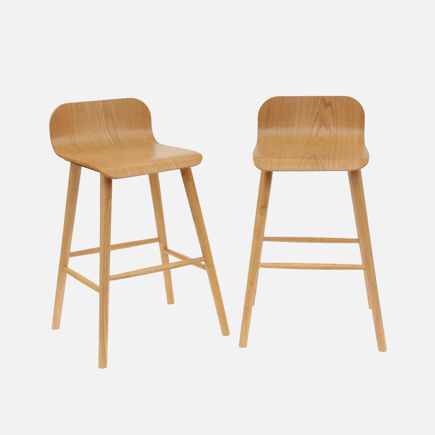 Banco alto de bar escandinava madeira de seringueira 67,5cm, set de 2 Natural - 50x48x84 cm,sweeek,Photo1