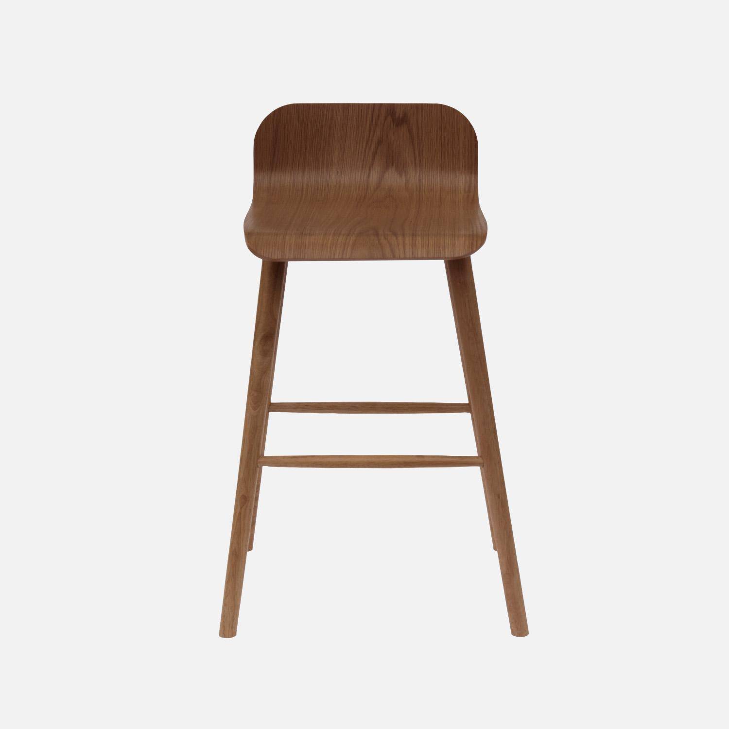 Banco alto de bar escandinava madeira de seringueira 67,5cm, set de 2 Madeira de nogueira - 50x48x84 cm Photo3