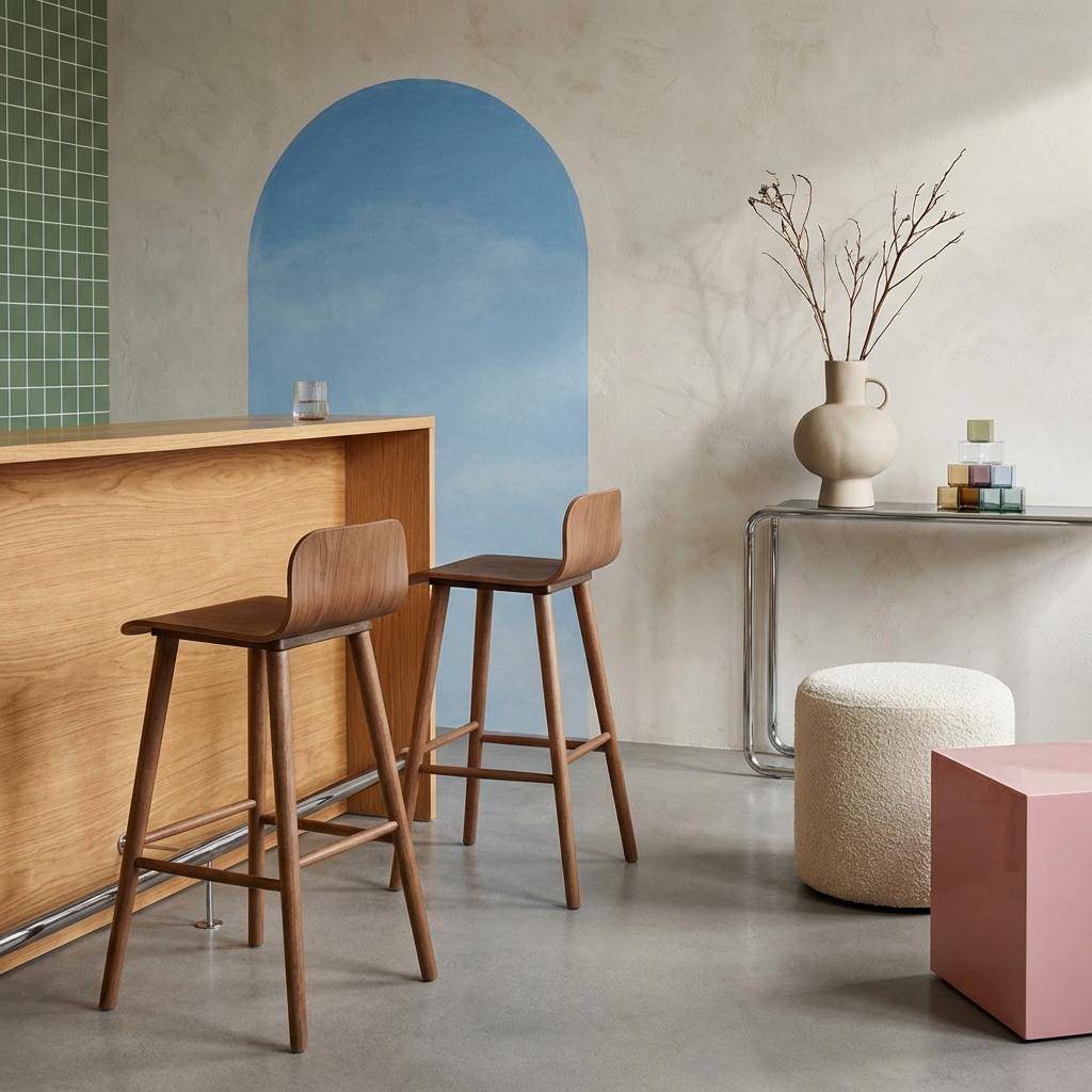Zestaw 2 skandynawskich krzeseł barowych z drewna kauczukowego 67,5 cm orzech - Cassia,sweeek,Photo1