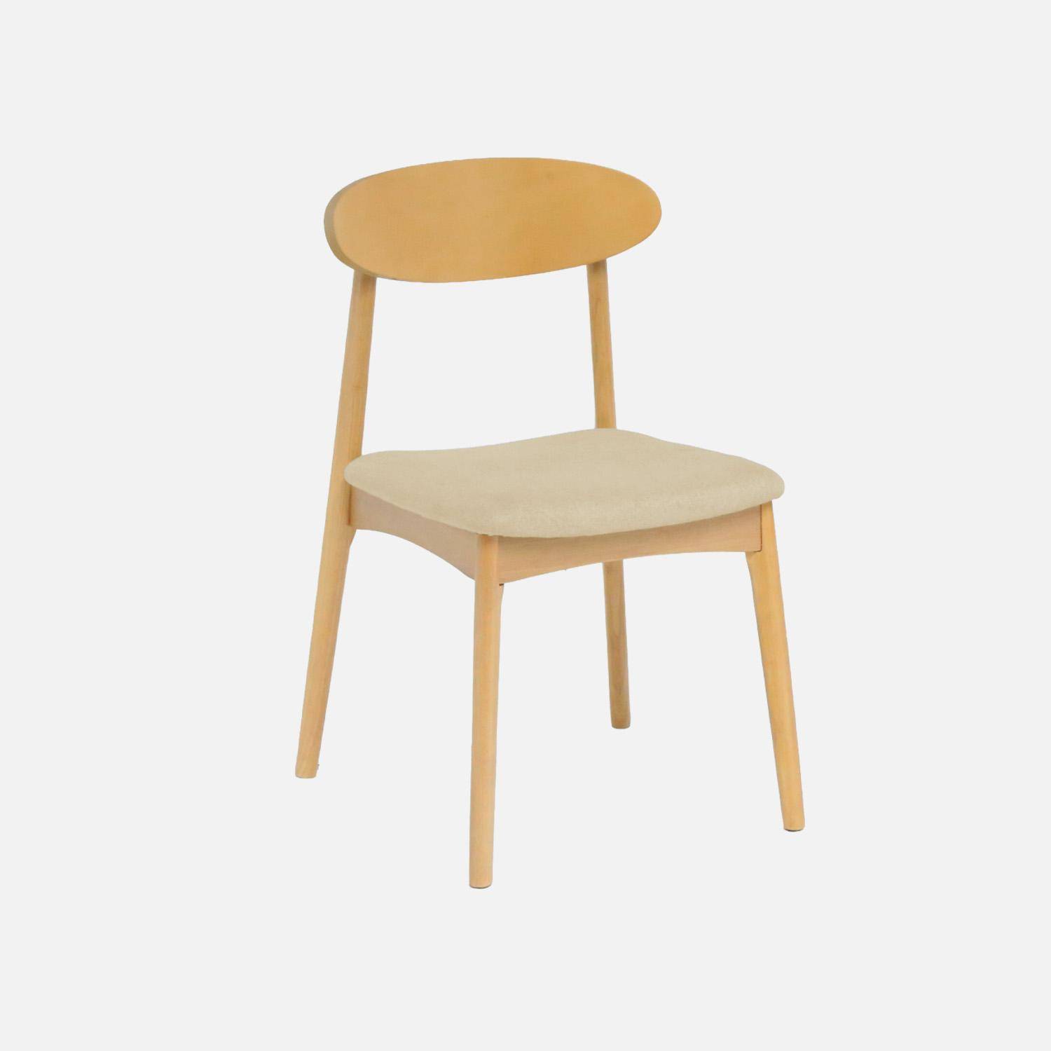 Cadeira vintage em madeira de seringueira e tecido, set de 2 Bege - 50x53x80 cm,sweeek,Photo2