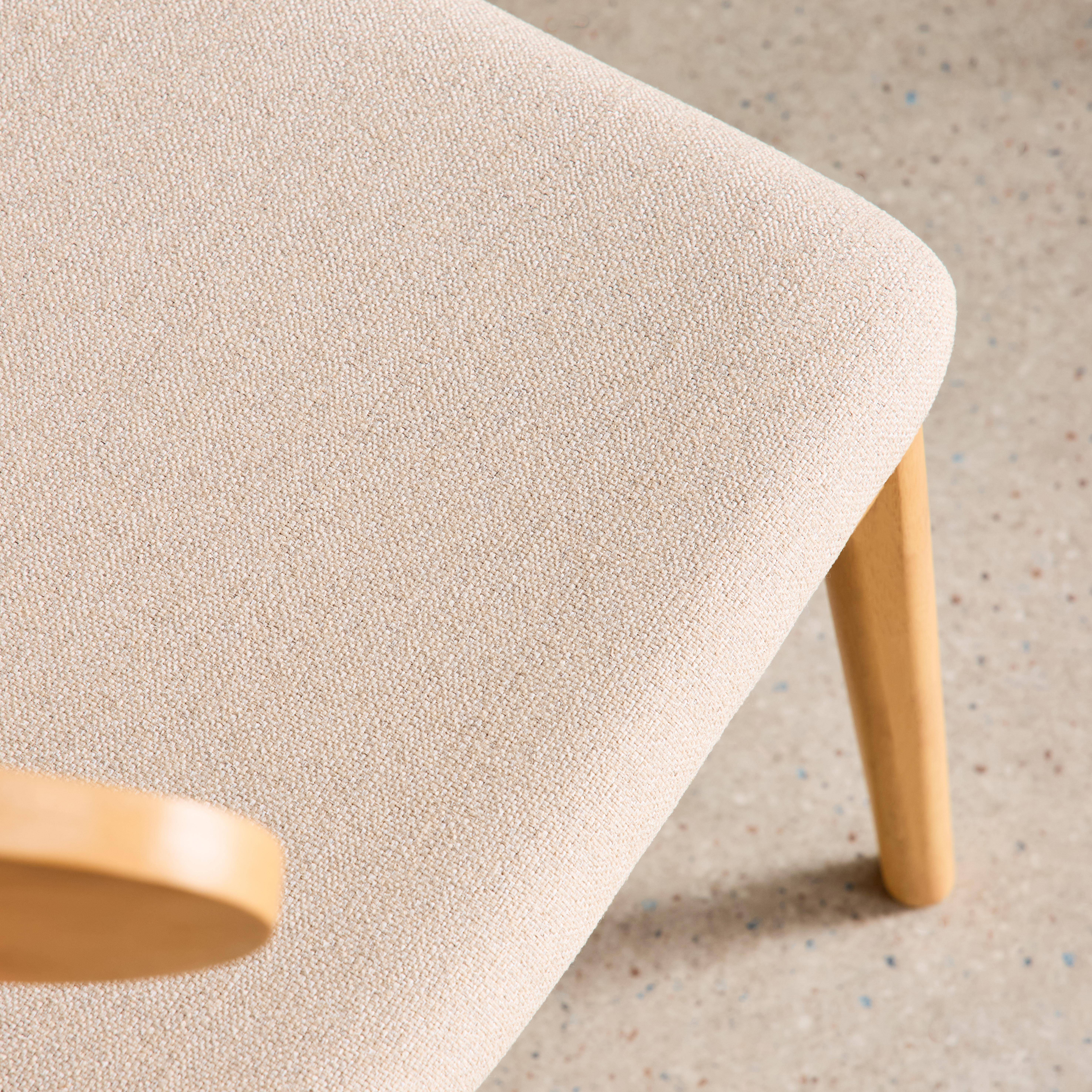 Lot de 2 chaises vintage bois d'hévéa naturel et tissu beige - Aria Photo4