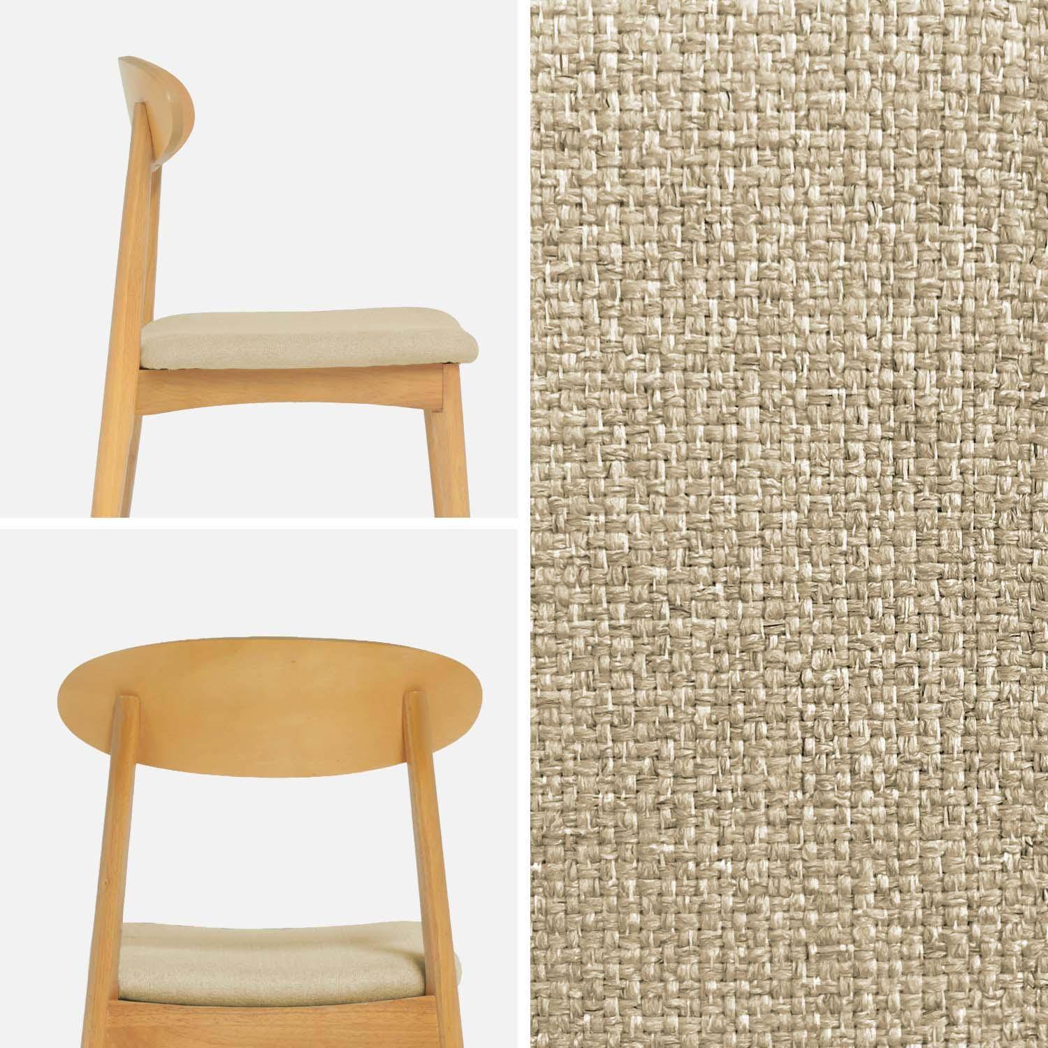 Cadeira vintage em madeira de seringueira e tecido, set de 2 Bege - 50x53x80 cm,sweeek,Photo4