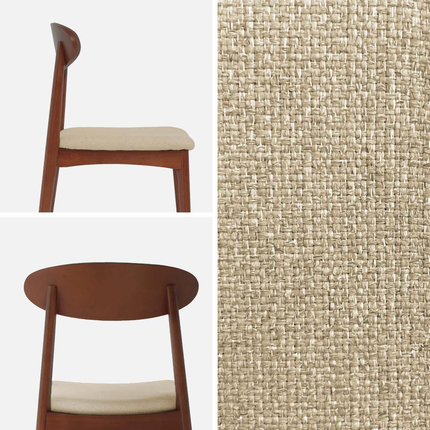 Cadeira vintage em madeira de seringueira e tecido, set de 2 Bege - 50x53x80 cm,sweeek,Photo4