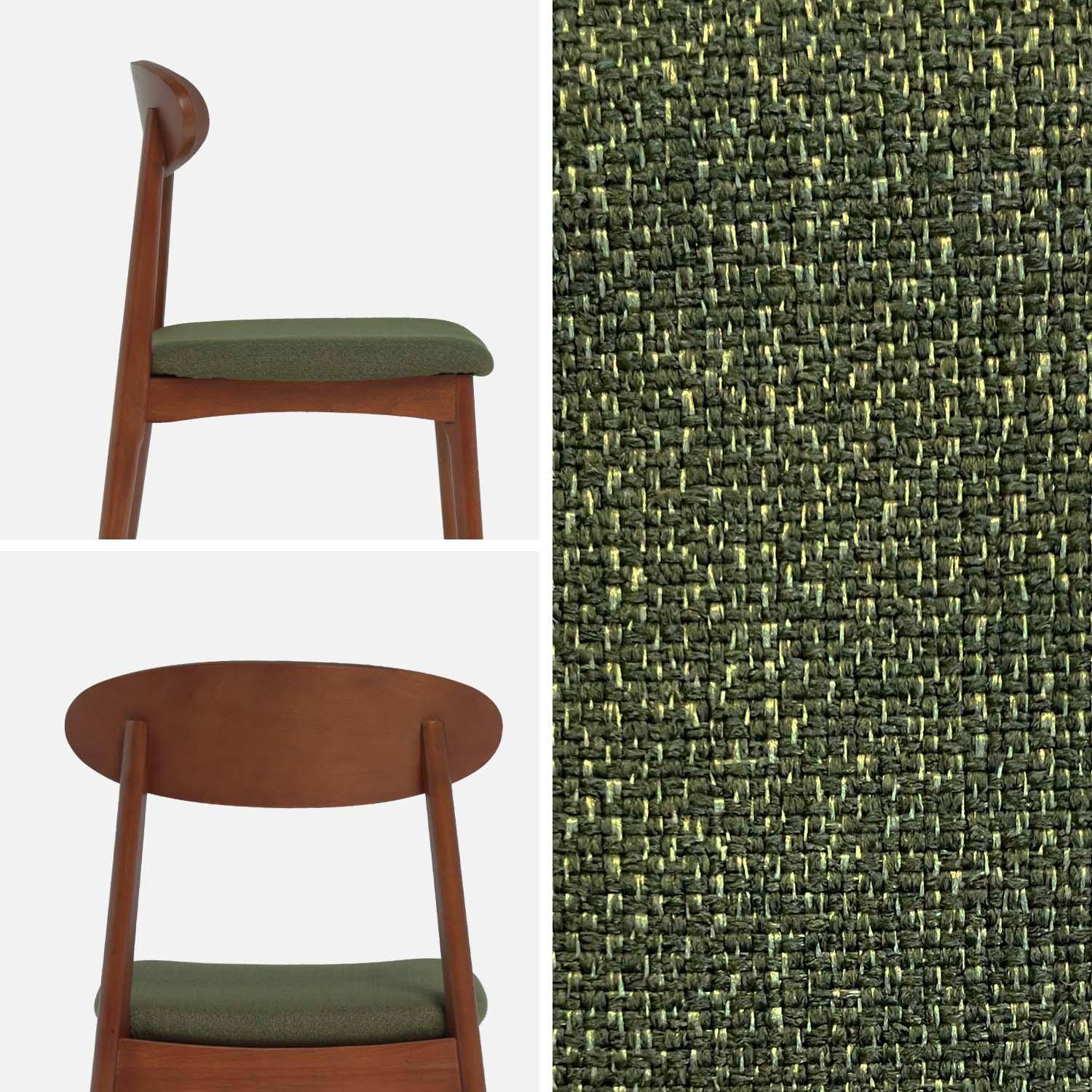 Cadeira vintage em madeira de seringueira e tecido, set de 2 Verde caqui - 50x53x80 cm Photo4