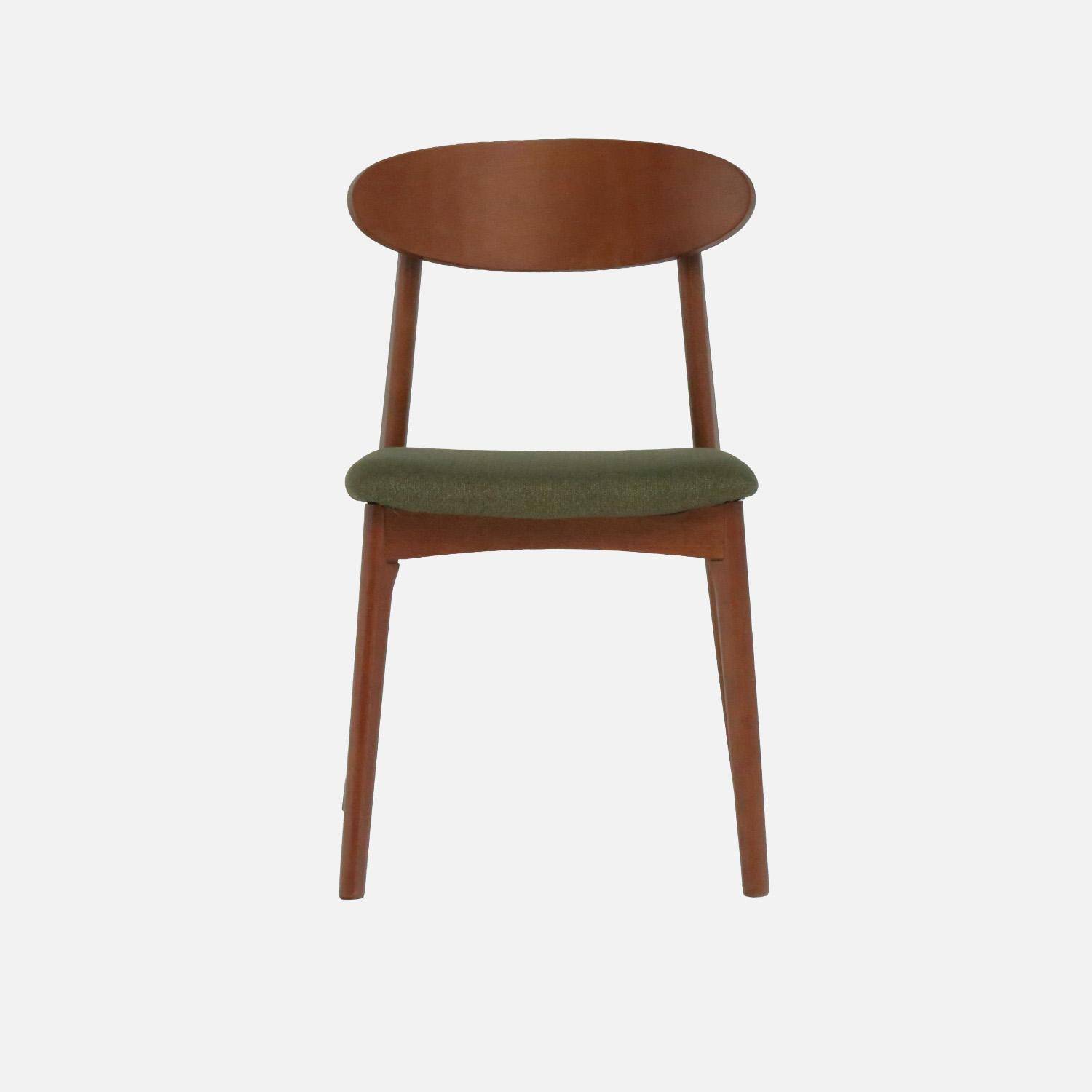 Cadeira vintage em madeira de seringueira e tecido, set de 2 Verde caqui - 50x53x80 cm,sweeek,Photo3