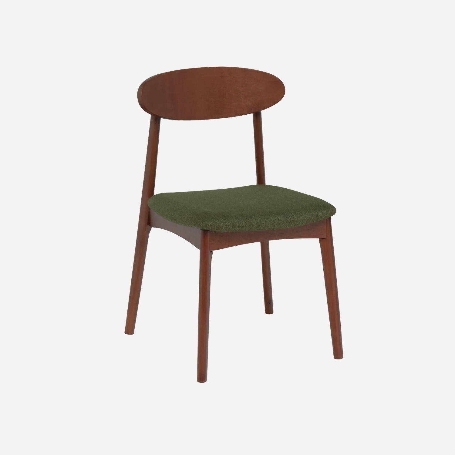 Cadeira vintage em madeira de seringueira e tecido, set de 2 Verde caqui - 50x53x80 cm Photo2