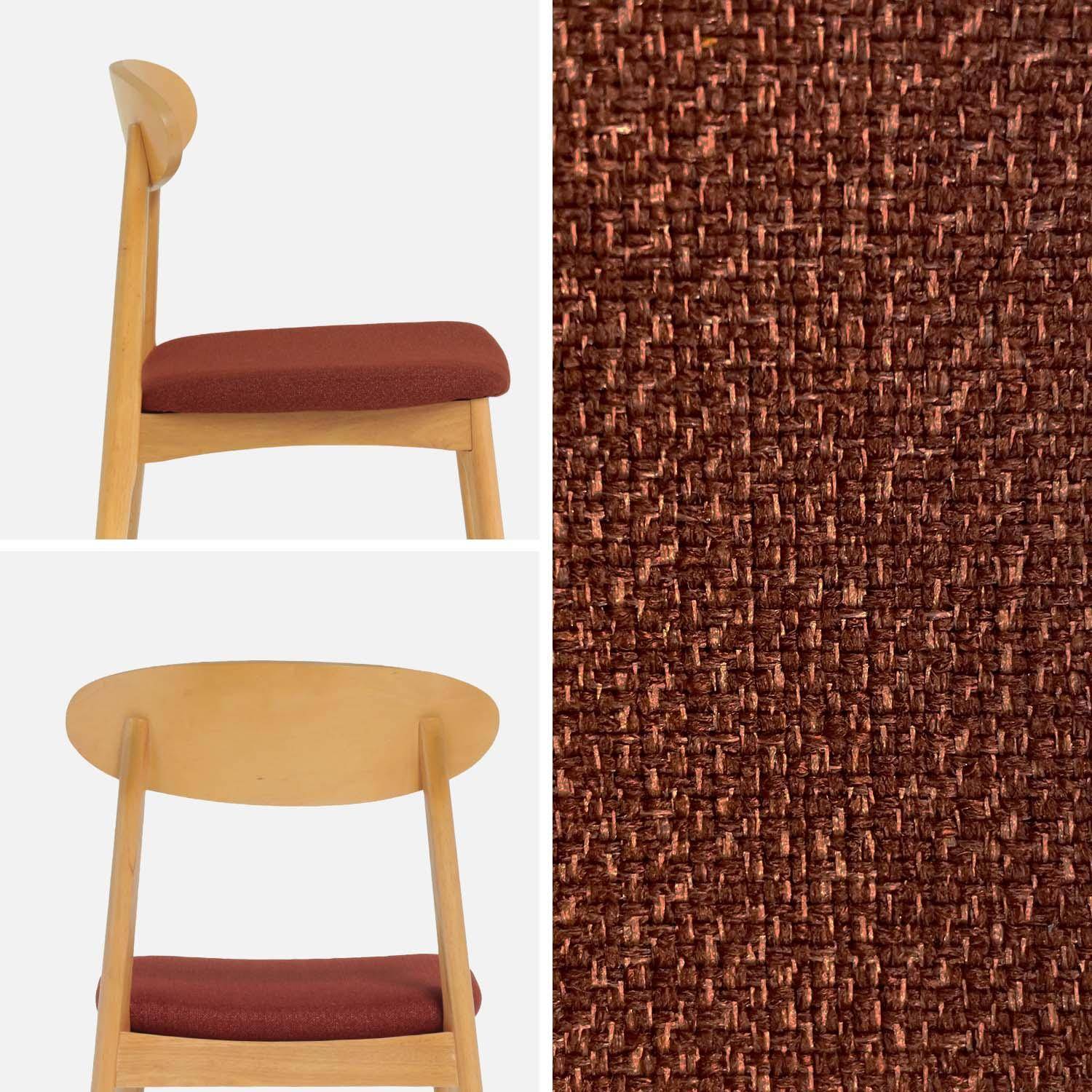 Cadeira vintage em madeira de seringueira e tecido, set de 2 Terracota - 50x53x80 cm Photo4