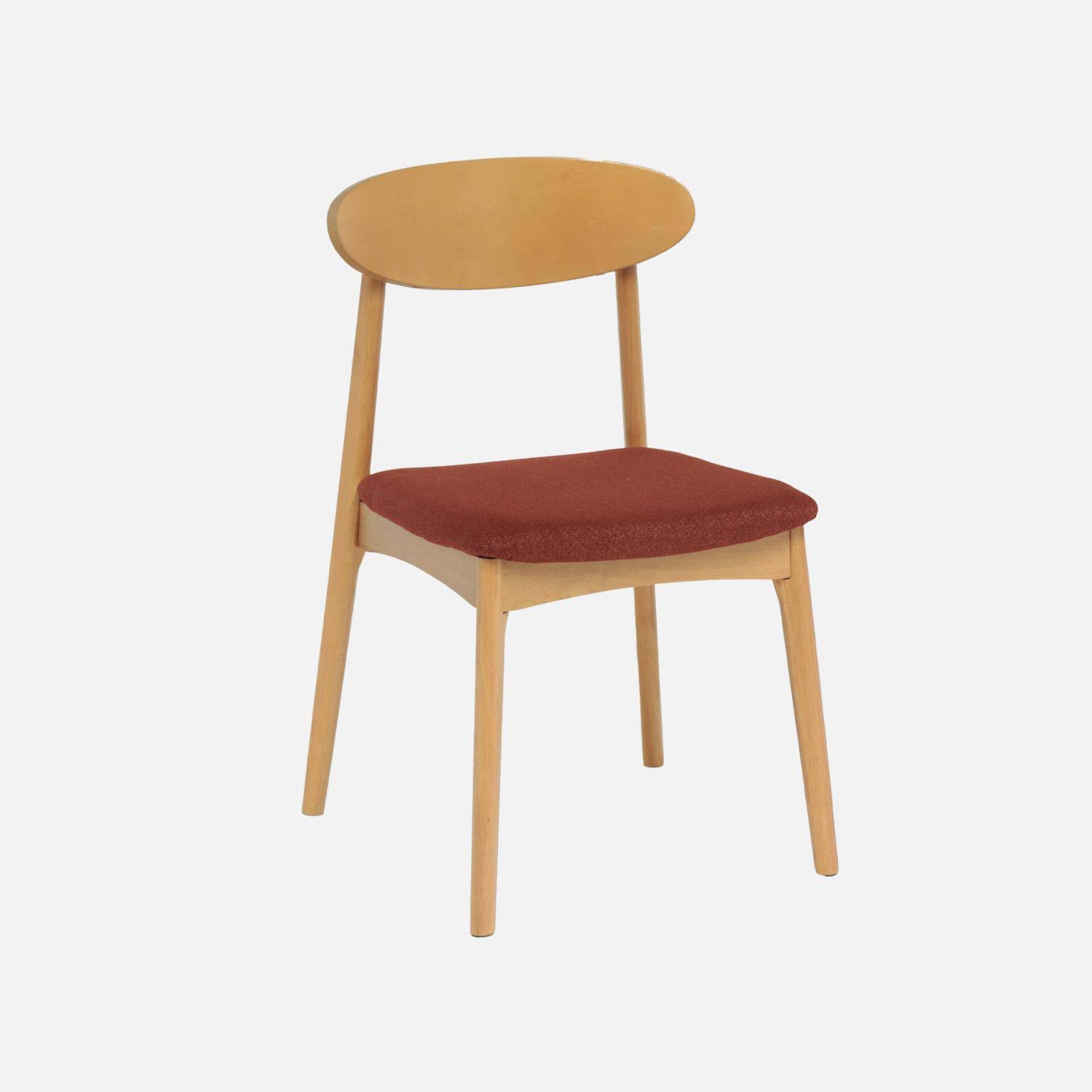 Cadeira vintage em madeira de seringueira e tecido, set de 2 Terracota - 50x53x80 cm,sweeek,Photo2