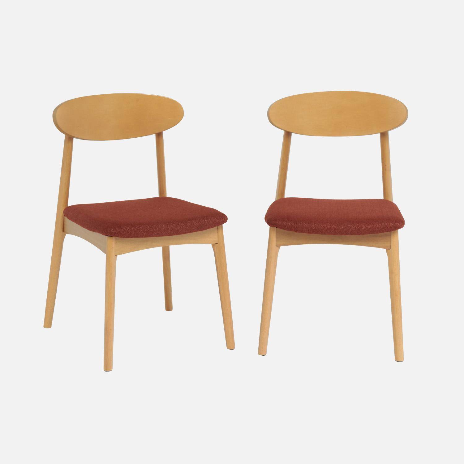 Cadeira vintage em madeira de seringueira e tecido, set de 2 Terracota - 50x53x80 cm,sweeek,Photo1